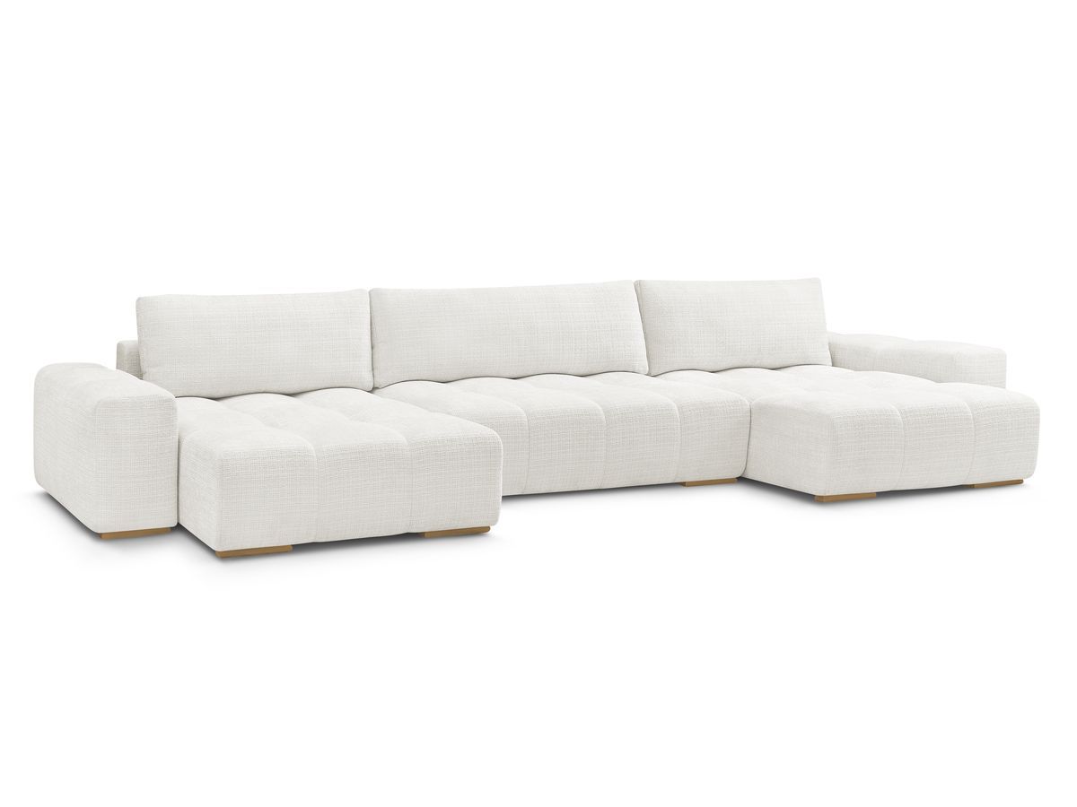 Bobochic Anakin Wohnlandschaft, Liegefläche 137 × 382 cm, 3 Kissen Strukturstoff Weiß