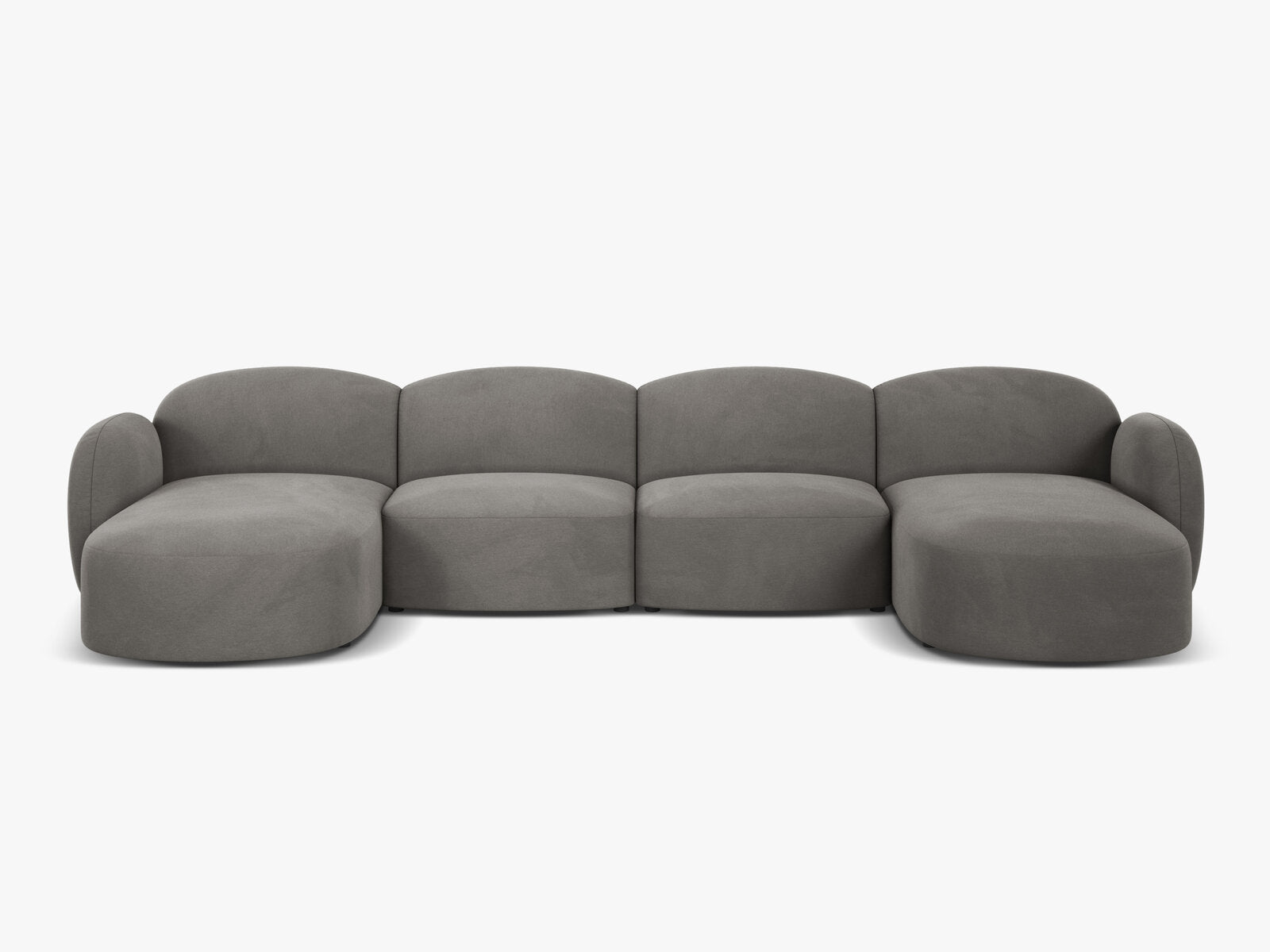 Micadoni Panorama Sofa Blair 6-Sitzer Samt Casino Hellgrau