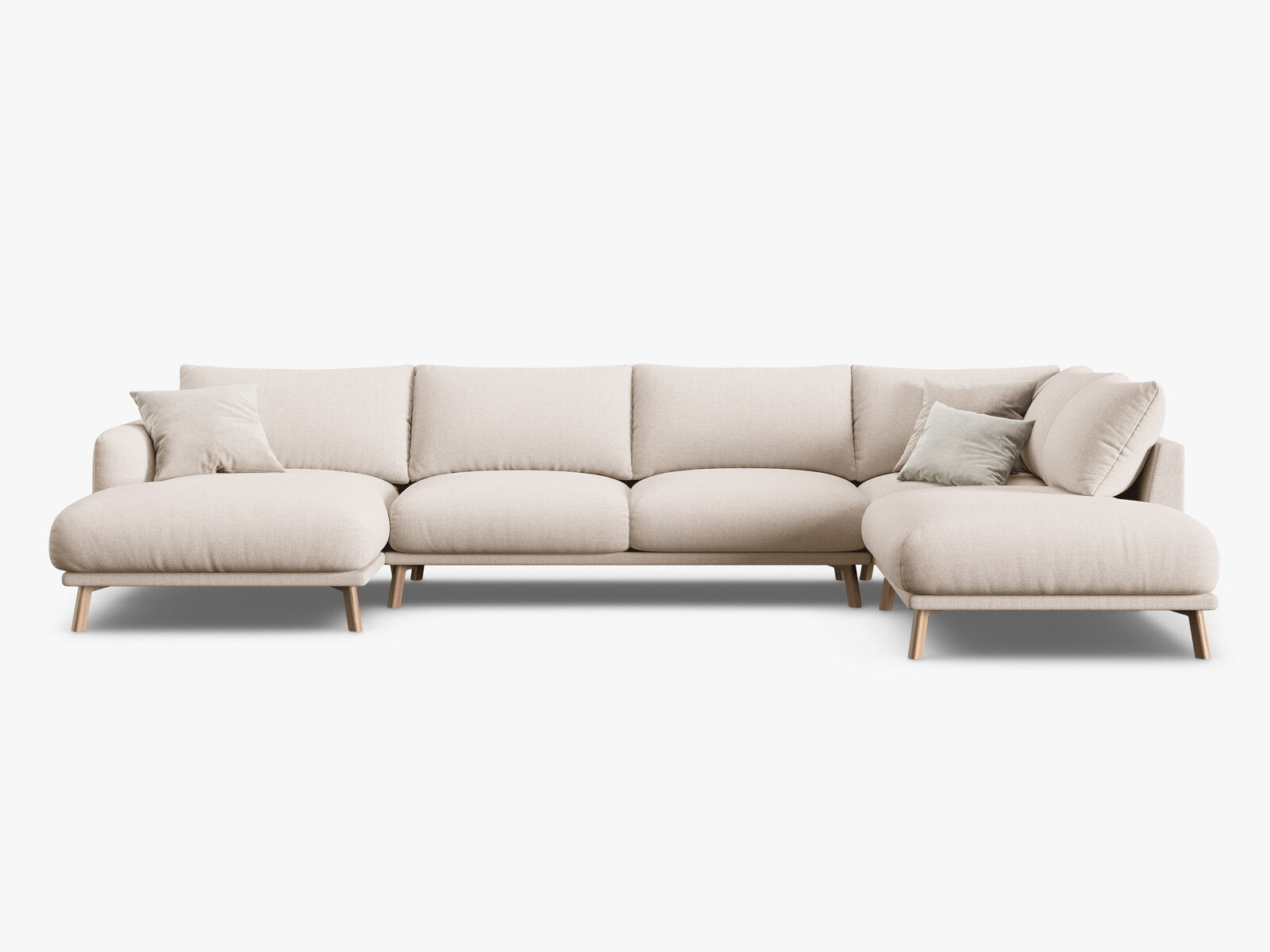 Micadoni Panorama Ecksofa Naomi 6-Sitzer Rechts Strukturierter Stoff Liberty Beige