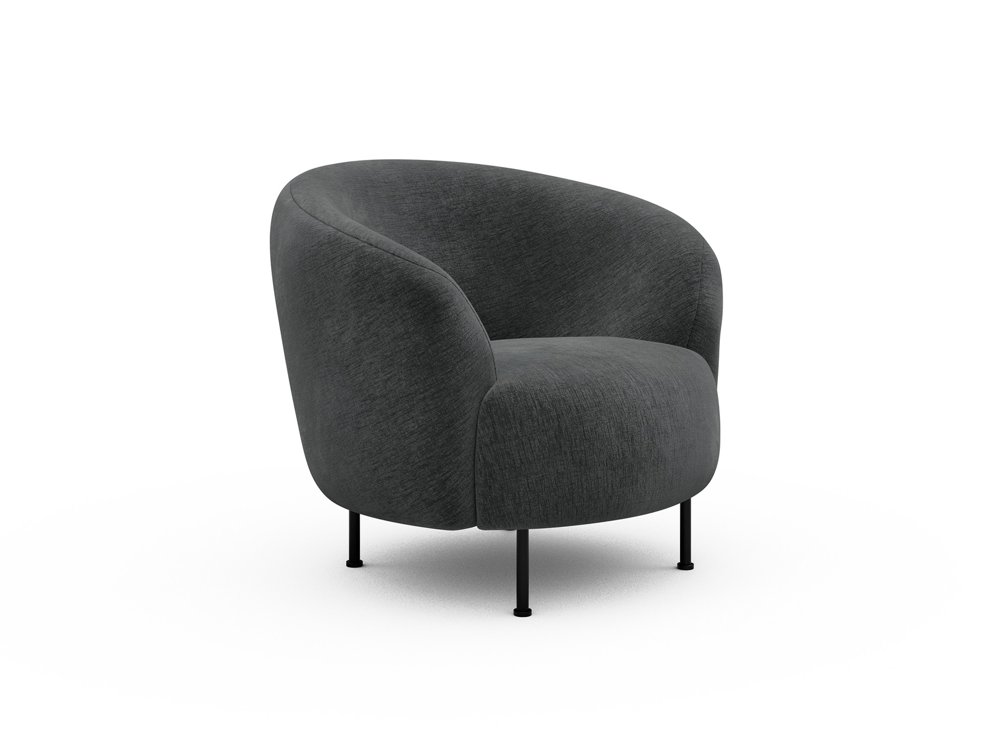 Sessel Ronda Metallbeine Schwarz Samt Smooth 811-Deep-Warm-Grey