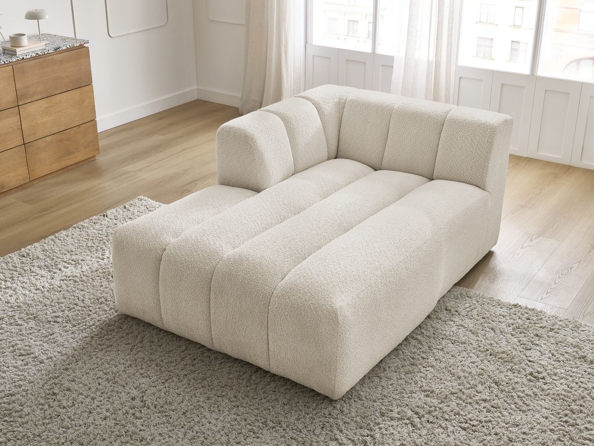 Bobochic Annecy Méridienne-Modul Bouclé-Stoff Beige Ecke links