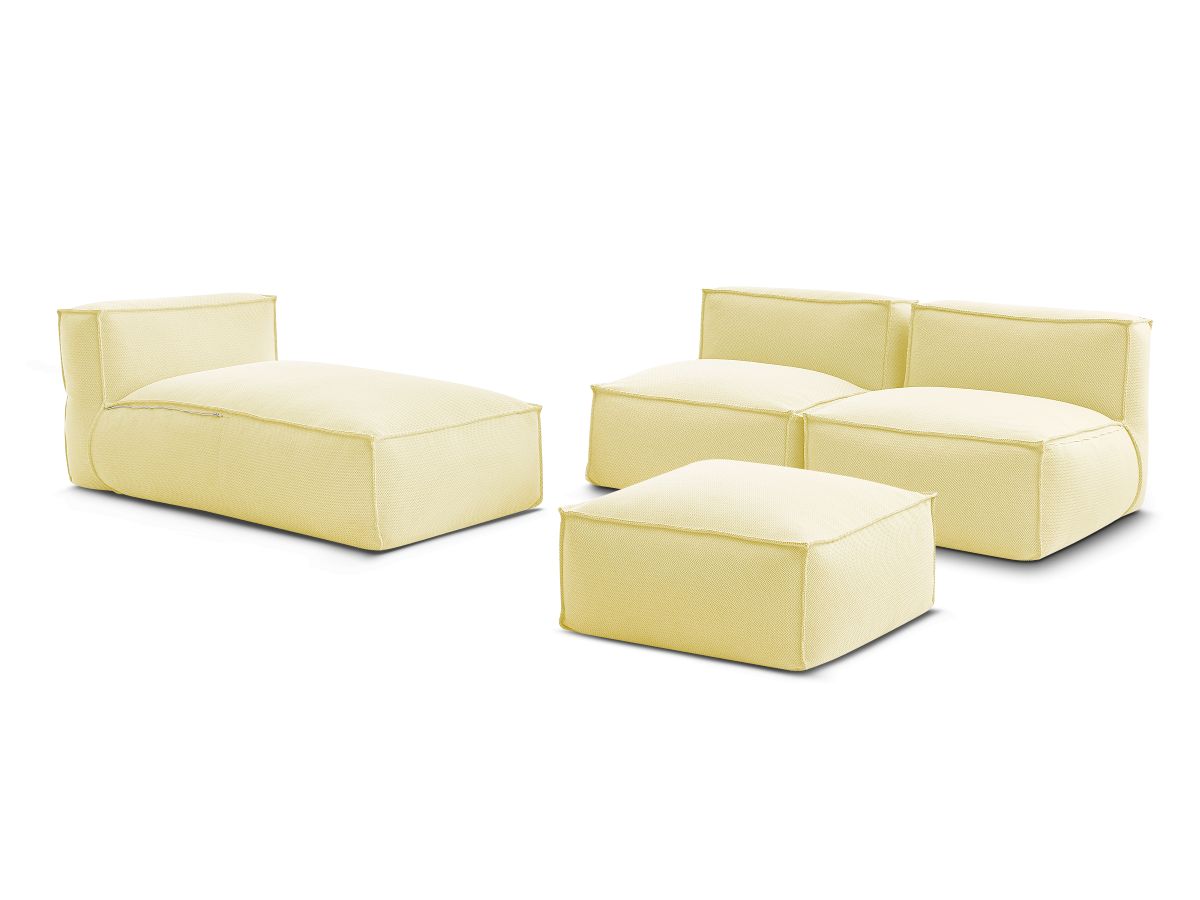 Bobochic Biarritz Gartensofa 4-Sitzer mit Pouf 252 × 168 cm Melange-Stoff Gelb