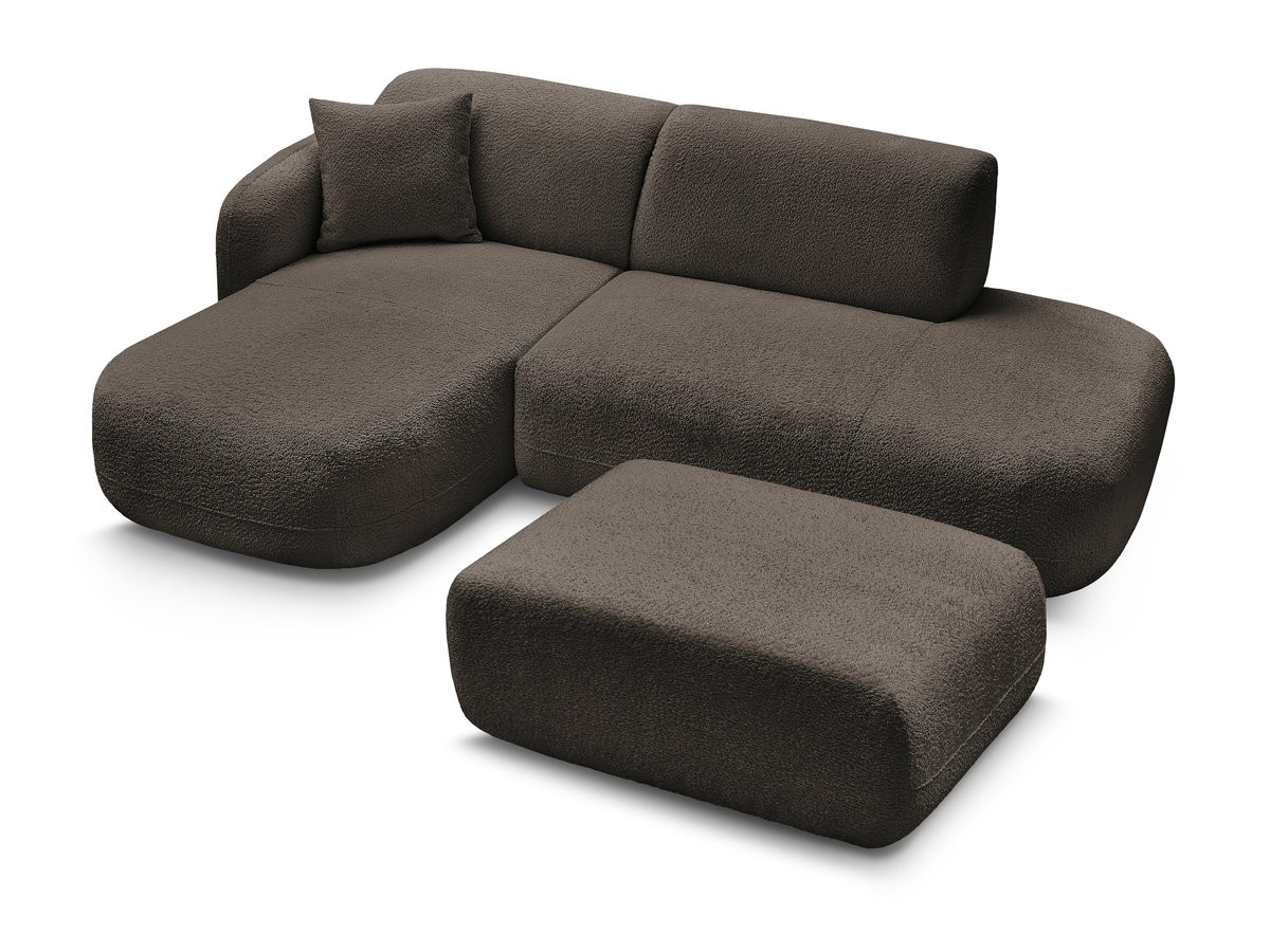 Bobochic Anda Ecksofa mit Pouf 241 × 163 cm Chenille Braun Ecke links