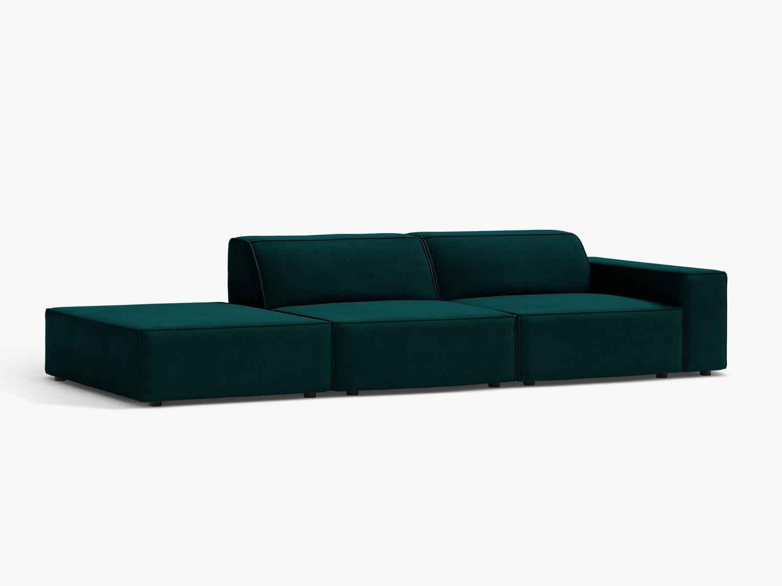 Micadoni Sofa Jodie 3-Sitzer Links Samt Venus Dunkel Petrol