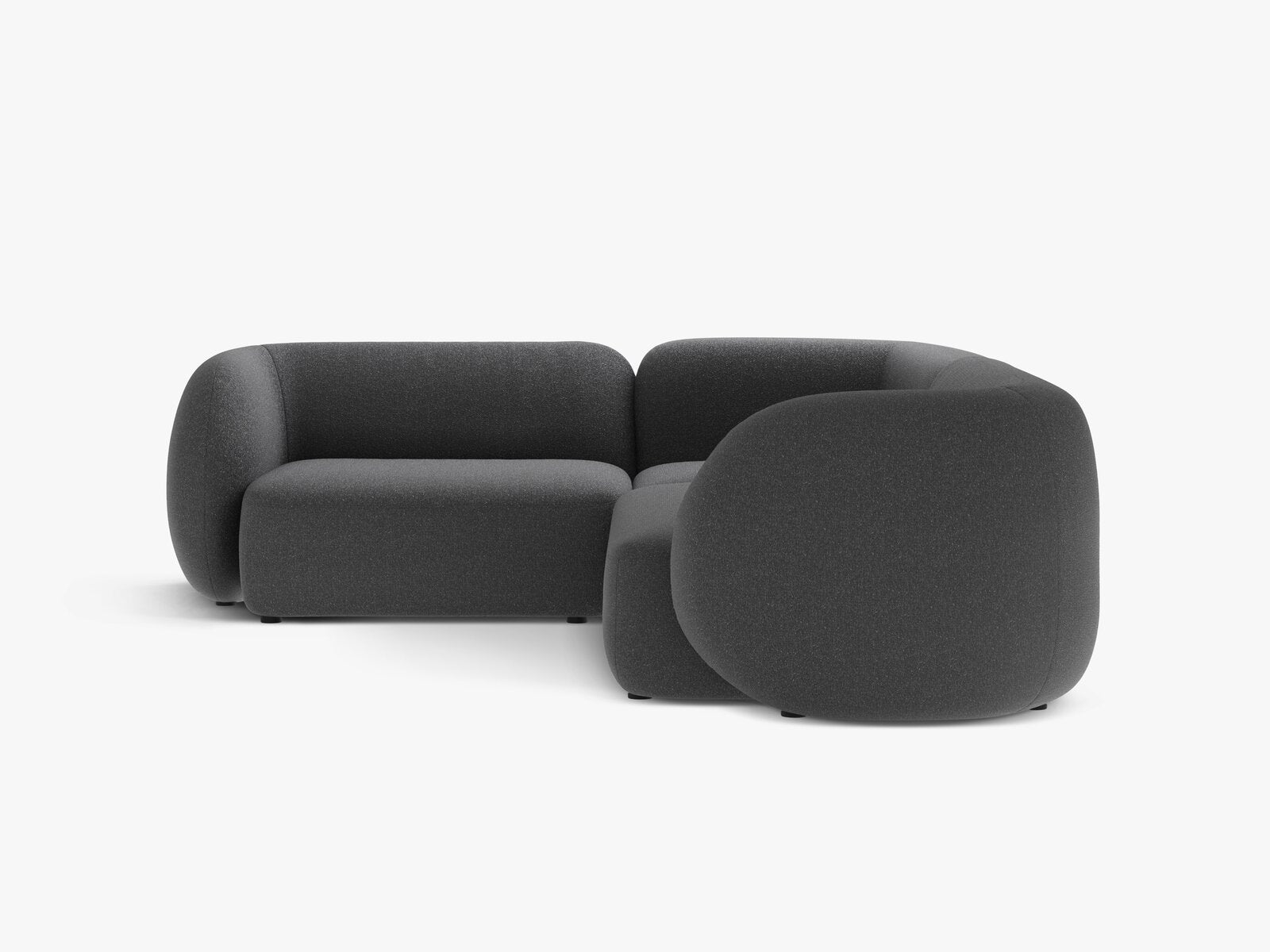 Micadoni Ecksofa Kate 4-Sitzer Links Strukturierter Stoff Dunkelgrau Melange