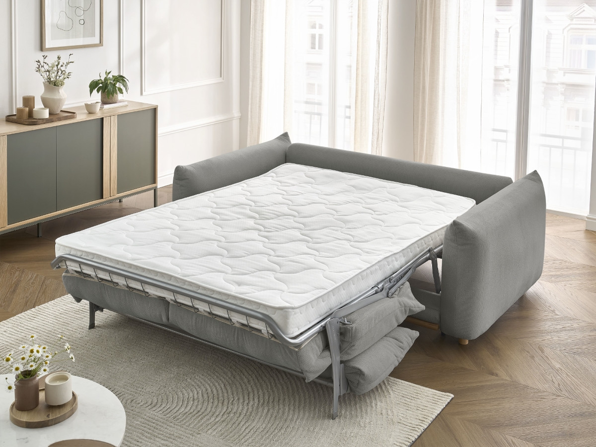 Bobochic Ernest Schlafsofa 3-Sitzer, Liegefläche 190 × 140 / 160 cm Stoff Dunkelgrau, Liegefläche 160 × 190 cm