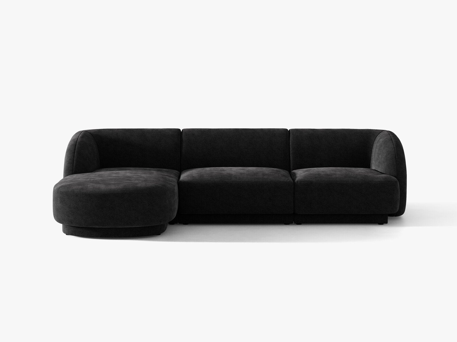 Micadoni Ecksofa Miley 4-Sitzer Links Chenille Haga Schwarz