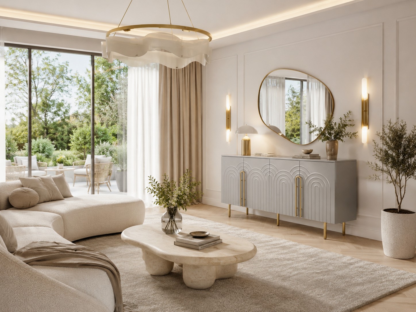 Livin Hill Sideboard Stilig, Beine Hellgrau/Goldfarben