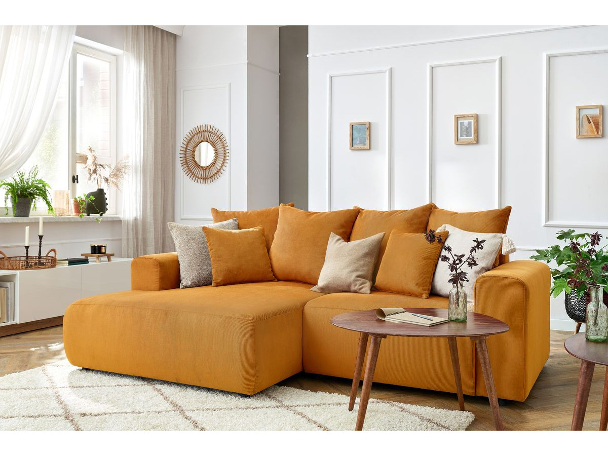 Bobochic Enjoy Ecksofa Cordsamt Gelb Ecke links