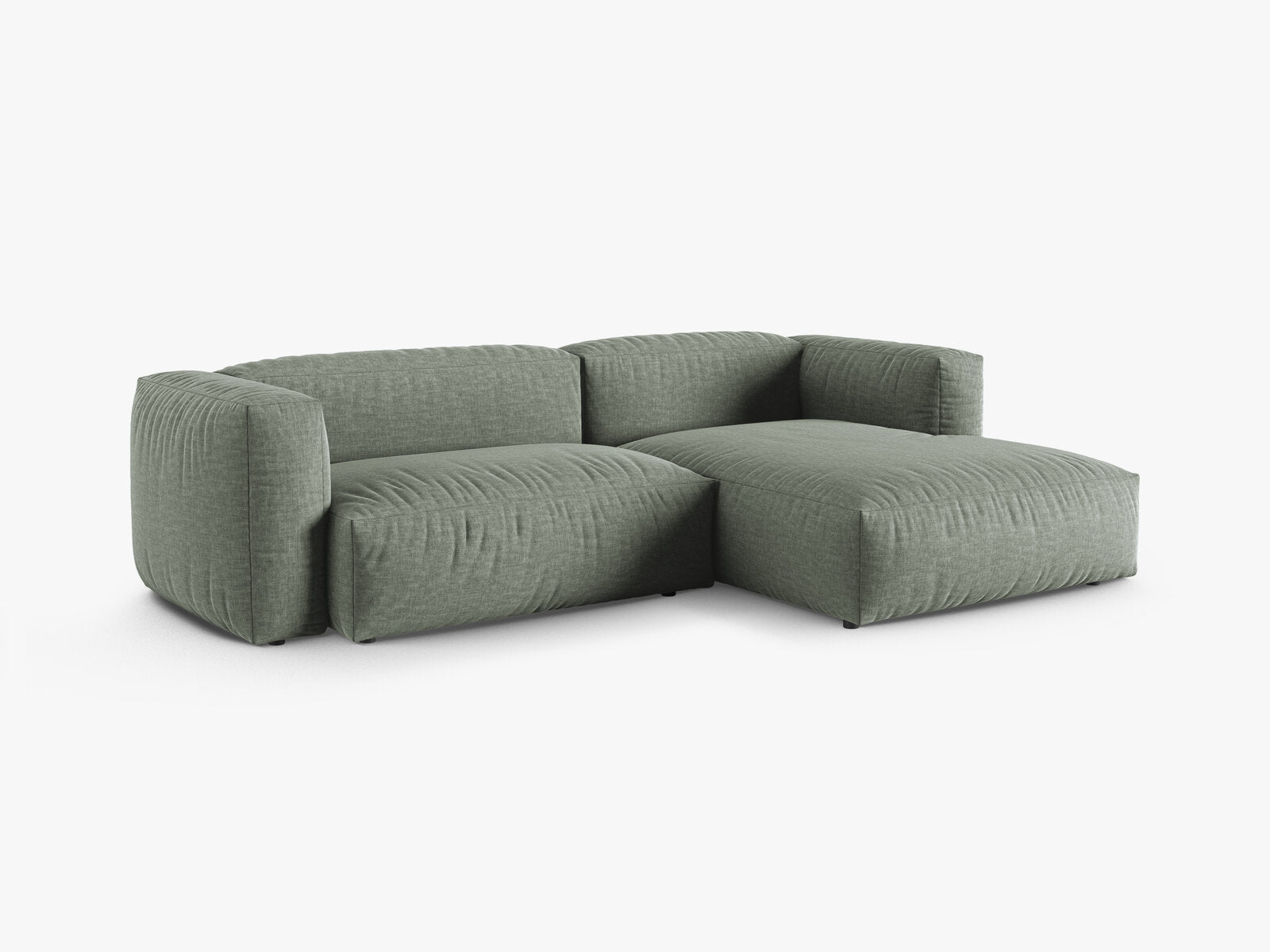 Micadoni Ecksofa Martina 2-Sitzer 90cm Sitztiefe Rechts Strukturierter Stoff Boston Moßgrün