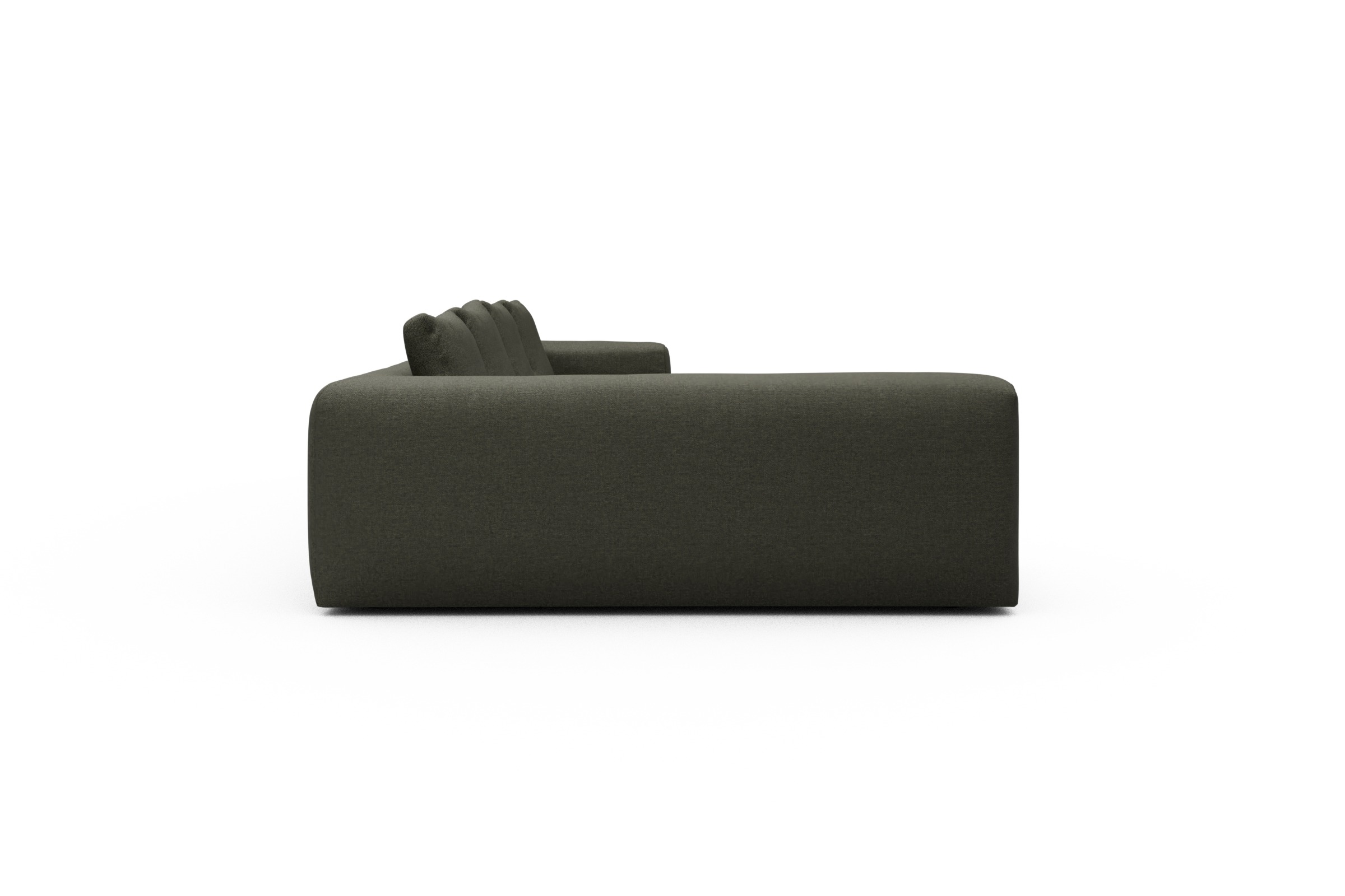 Wohnlandschaft Fred Chaiselongue rechts mit 2-Sitzer und lange Armlehne links Sama-Winter-Moss