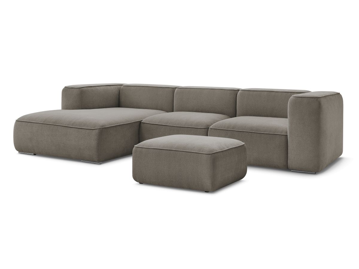 Bobochic Zephyr Ecksofa mit Pouf 349 × 165 cm Strukturstoff Taupe Ecke links