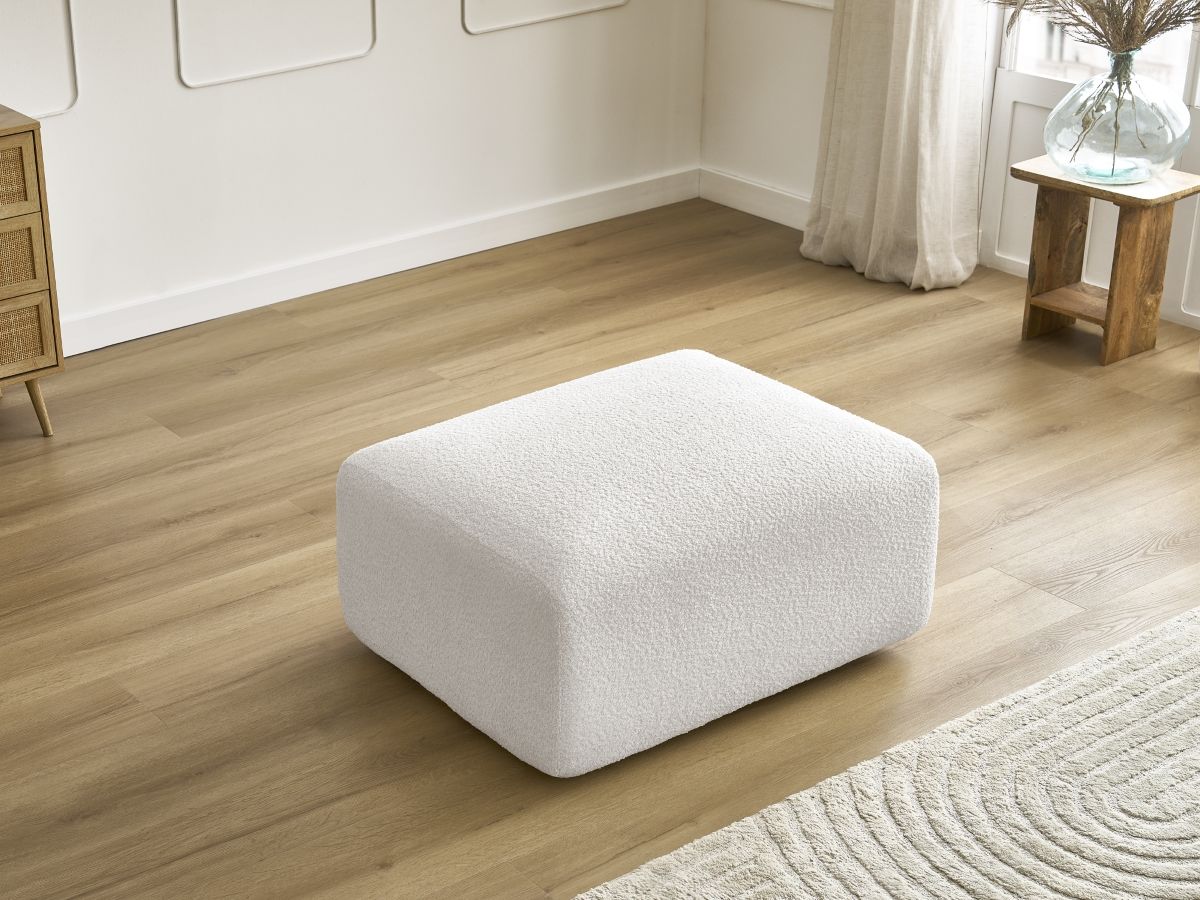 Bobochic Tina Pouf Bouclé-Stoff Weiß