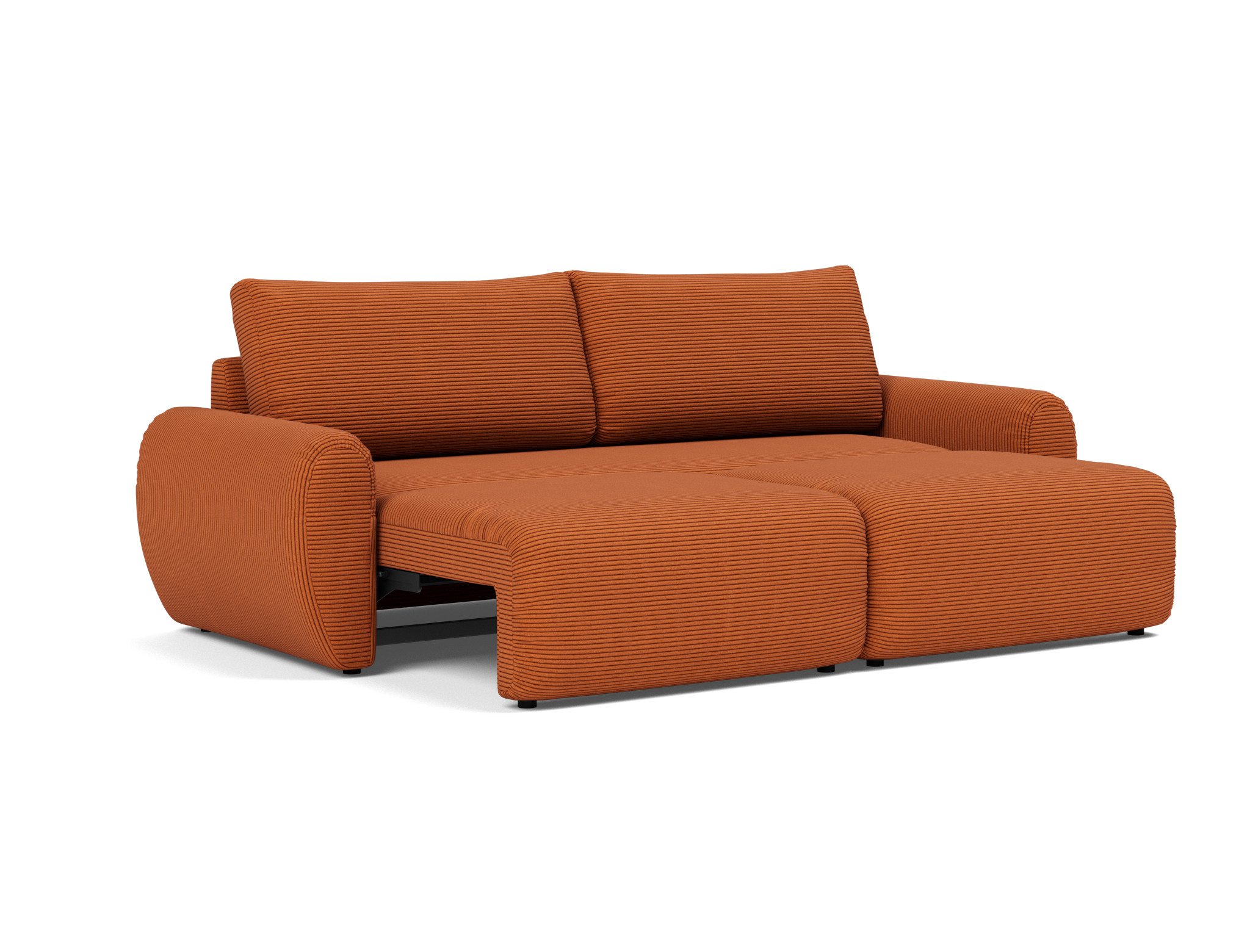 Schlafsofa Norum mit Curve-Armlehnen Kord Corduroy 595-Burnt-Orange