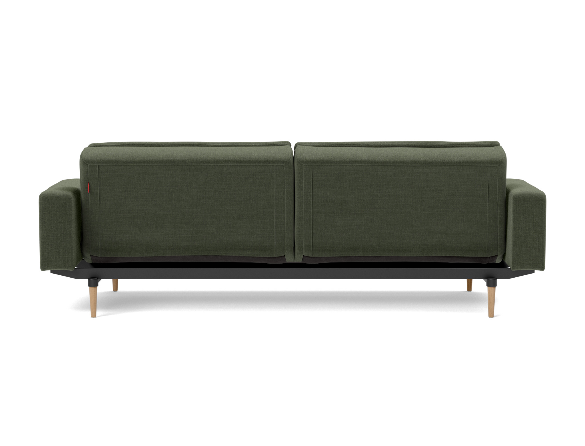 Schlafsofa Dublexo mit Armlehnen Chenille Esina 413-Olive-Green Beine Styletto Eiche hell