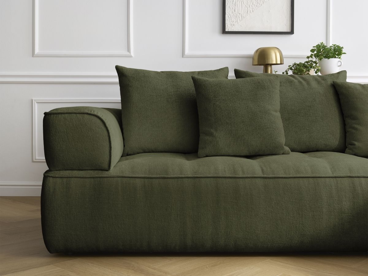 Bobochic Whesley Ecksofa Stoff Dunkelgrün Ecke rechts