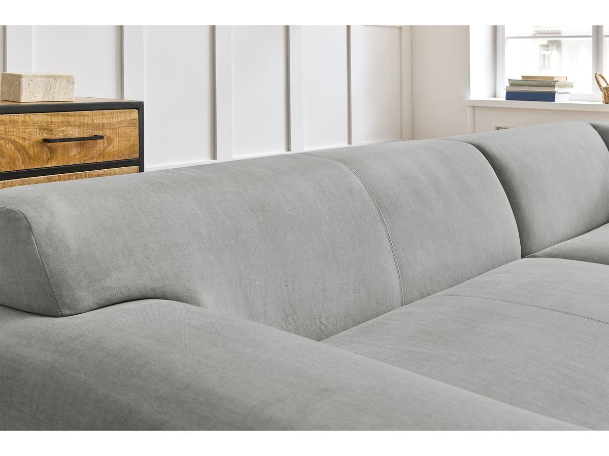 Bobochic Lavena Ecksofa 312 × 220 cm Samt Hellgrau Ecke rechts