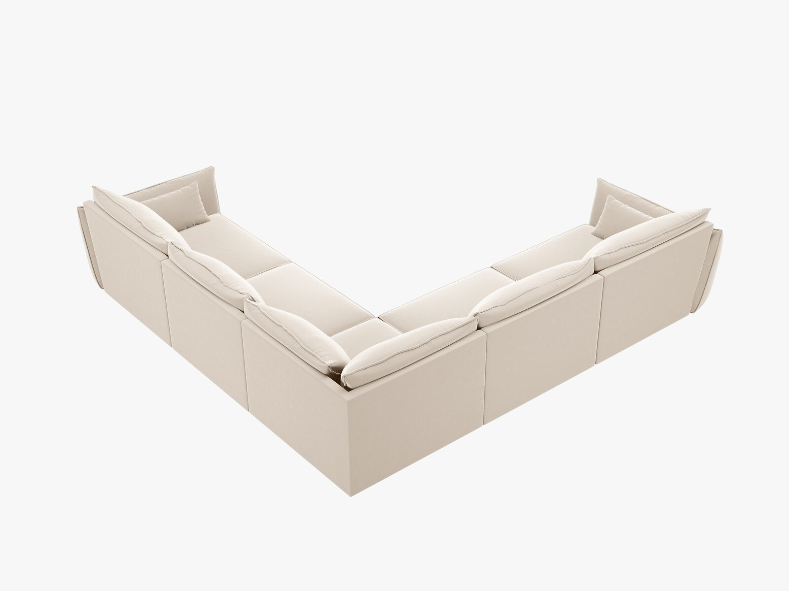 Micadoni Ecksofa Kaelle 7-Sitzer Samt Bluvel Helles Beige
