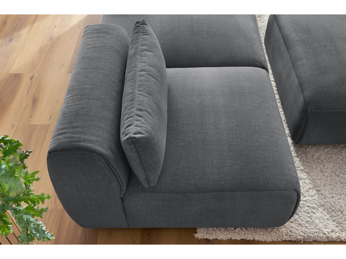 Bobochic Jeanne Sofa 4-Sitzer mit Pouf Samt Dunkelgrau