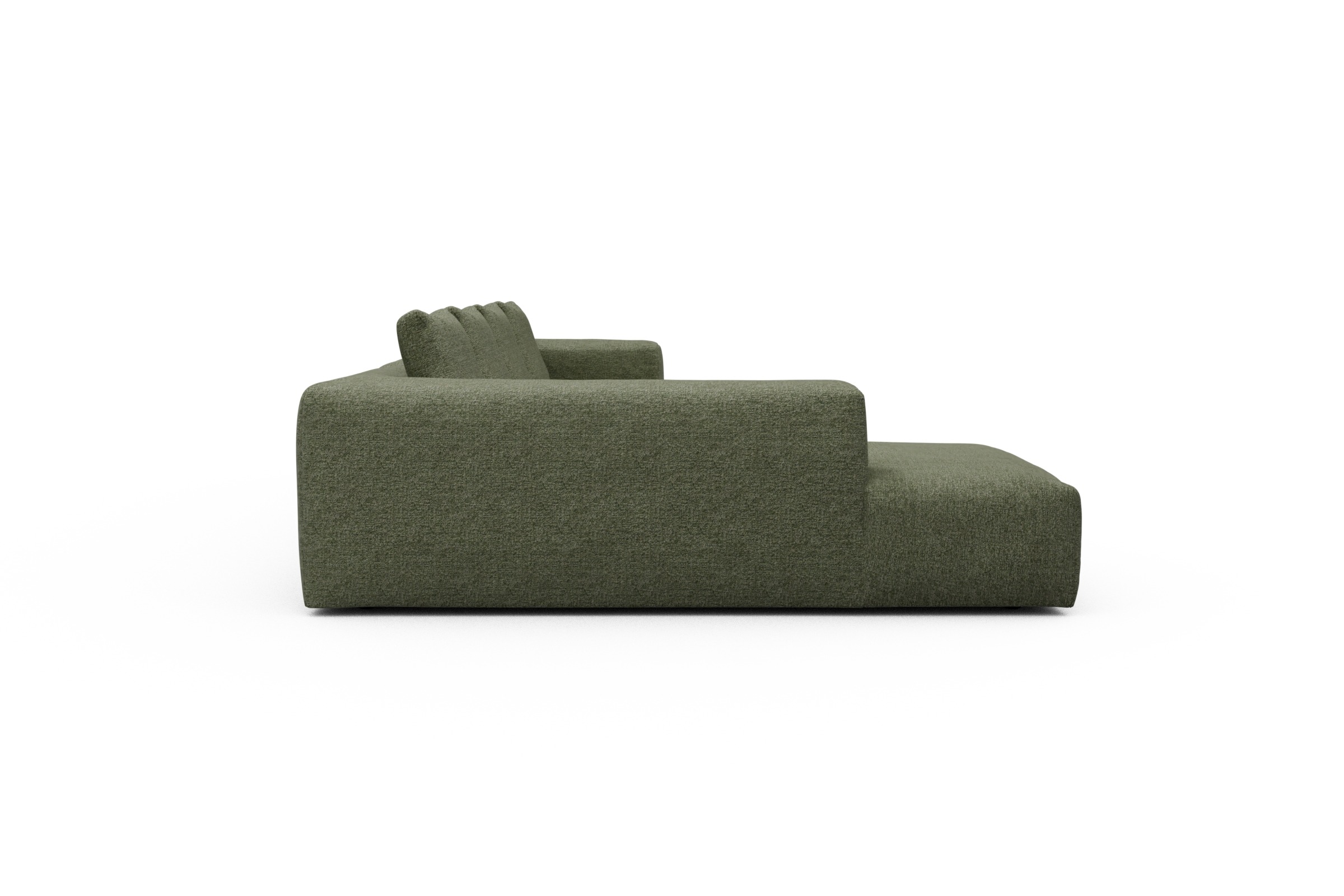Wohnlandschaft Fred Relax-Ecke links mit 2-Sitzer und Chaiselongue rechts Carreno-Vivid-Green