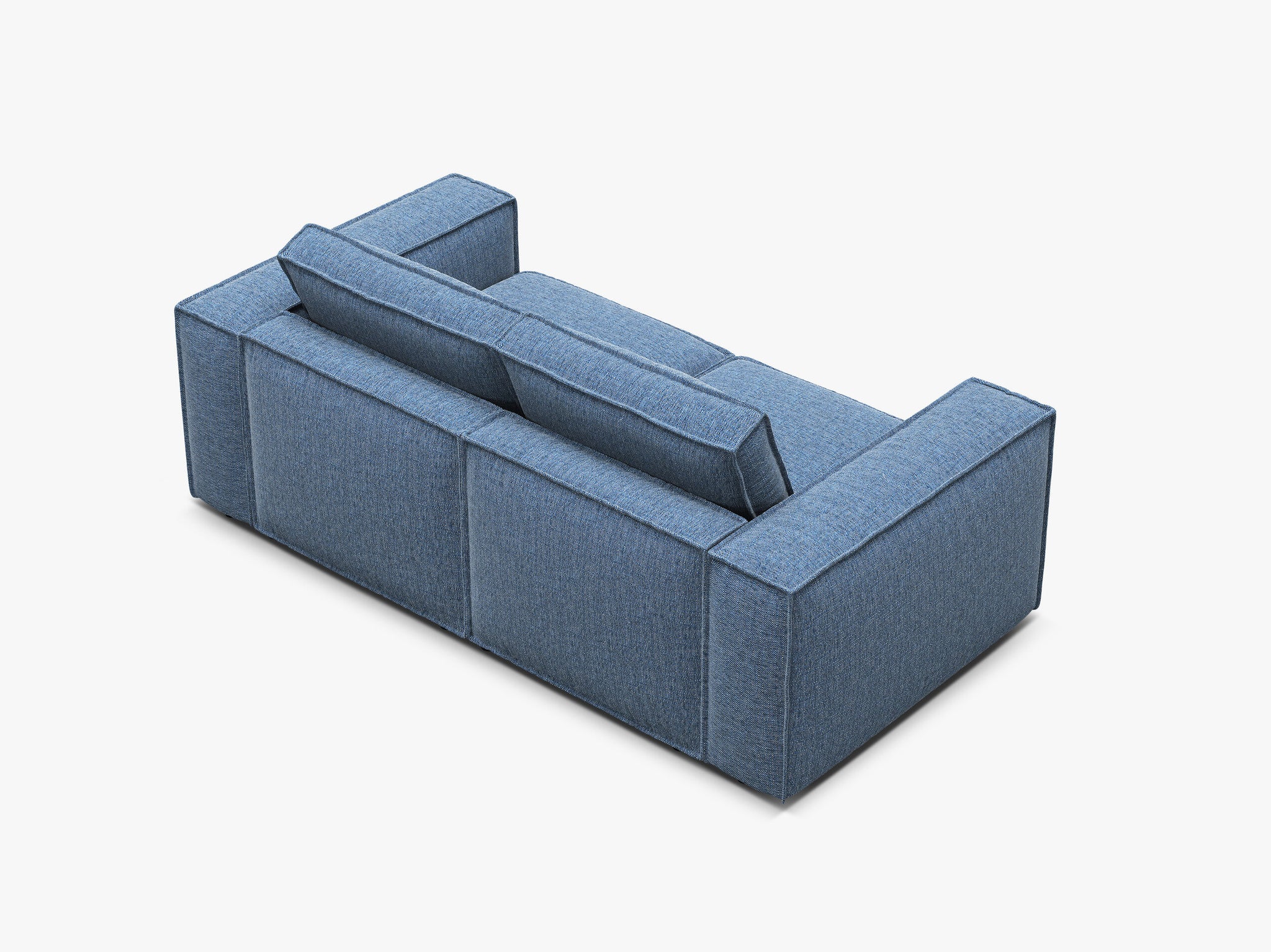 Micadoni modulares Sofa Pola 2-Sitzer Strukturierter Stoff Babel Dunkelblau