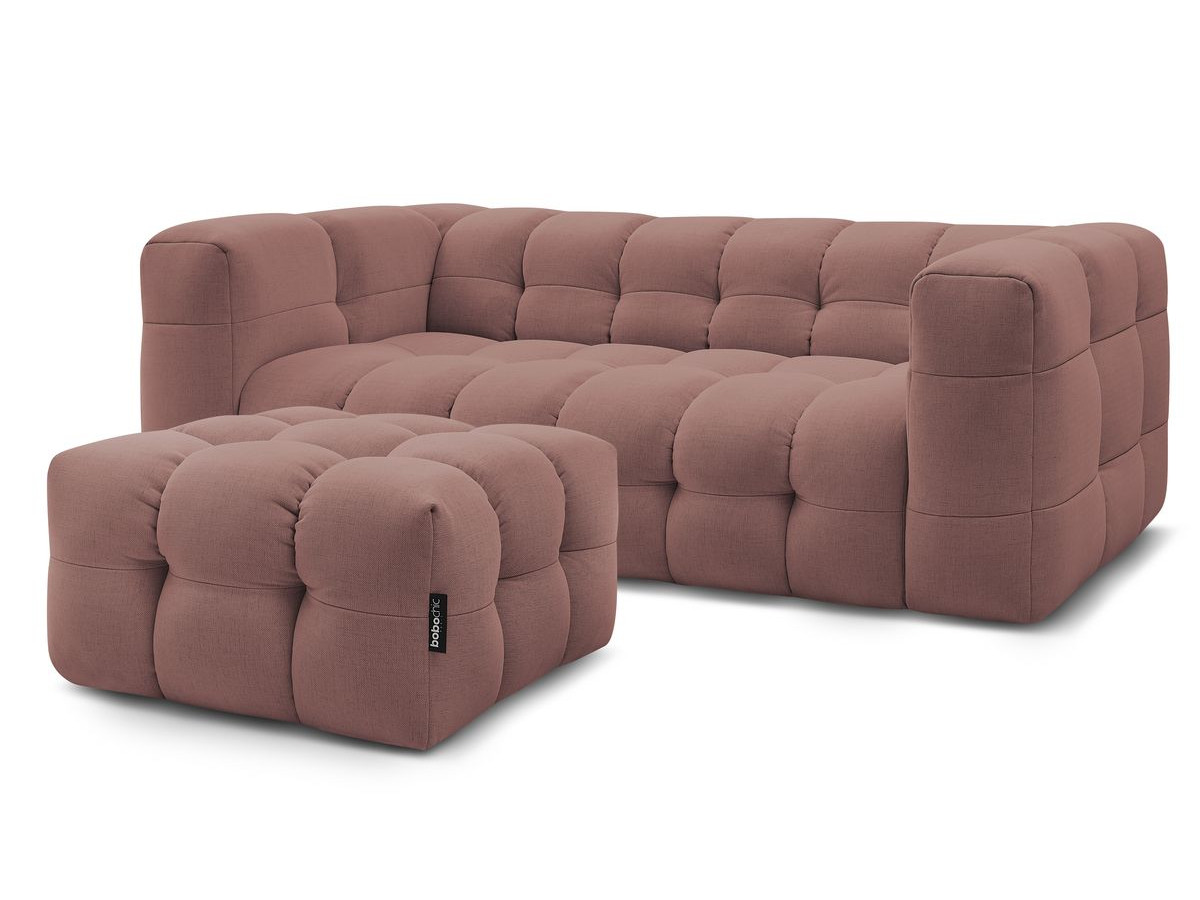 Bobochic Cloud Schlafsofa 3-Sitzer mit Pouf Stoff Rosa
