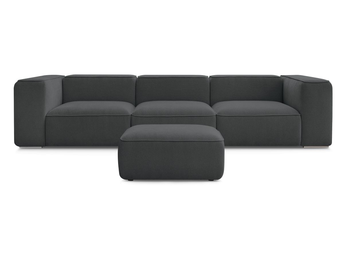 Bobochic Zephyr Sofa 4-Sitzer mit Pouf Strukturstoff Dunkelgrau
