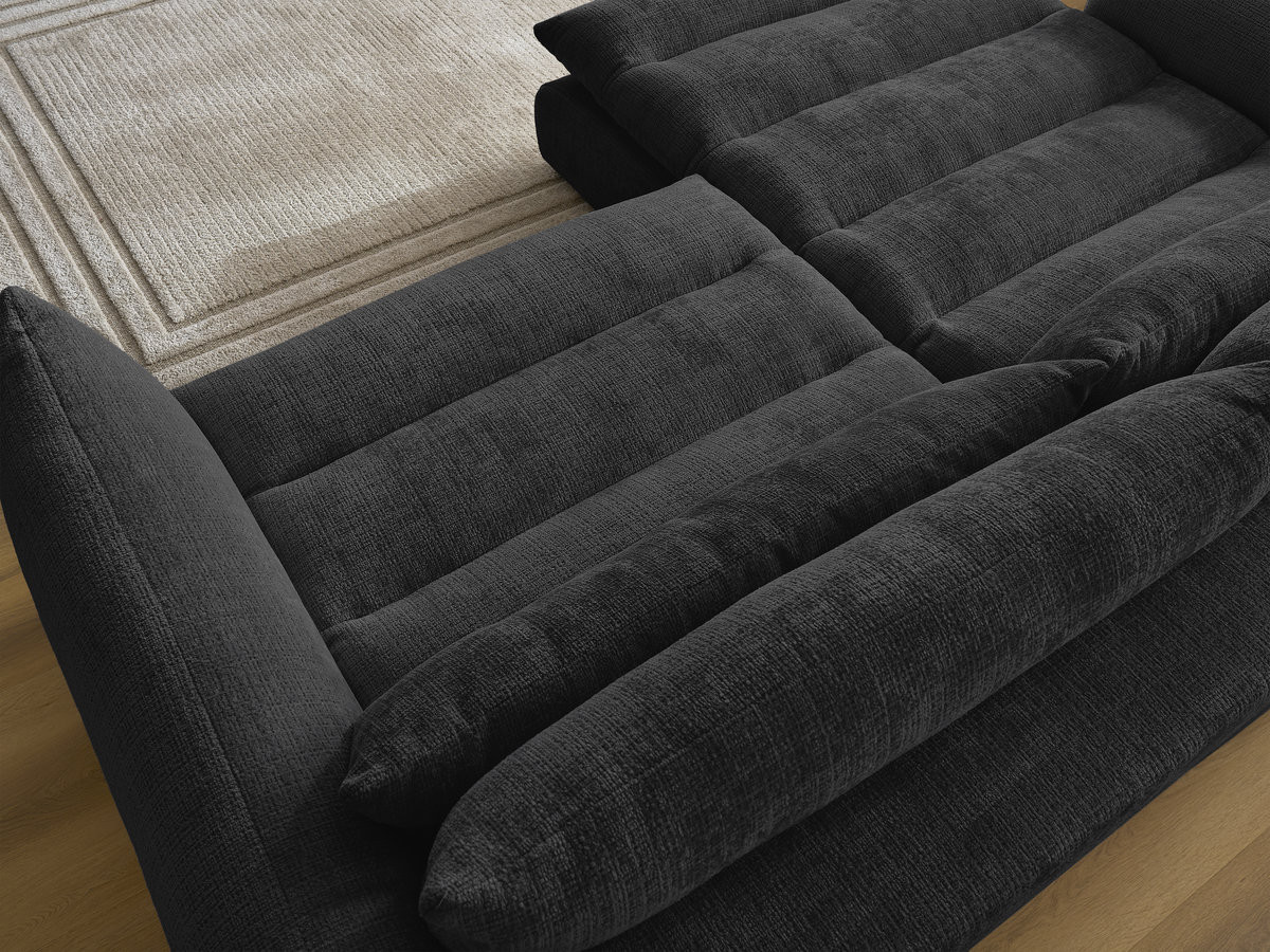 Bobochic Neil Ecksofa Strukturstoff Schwarz Ecke links