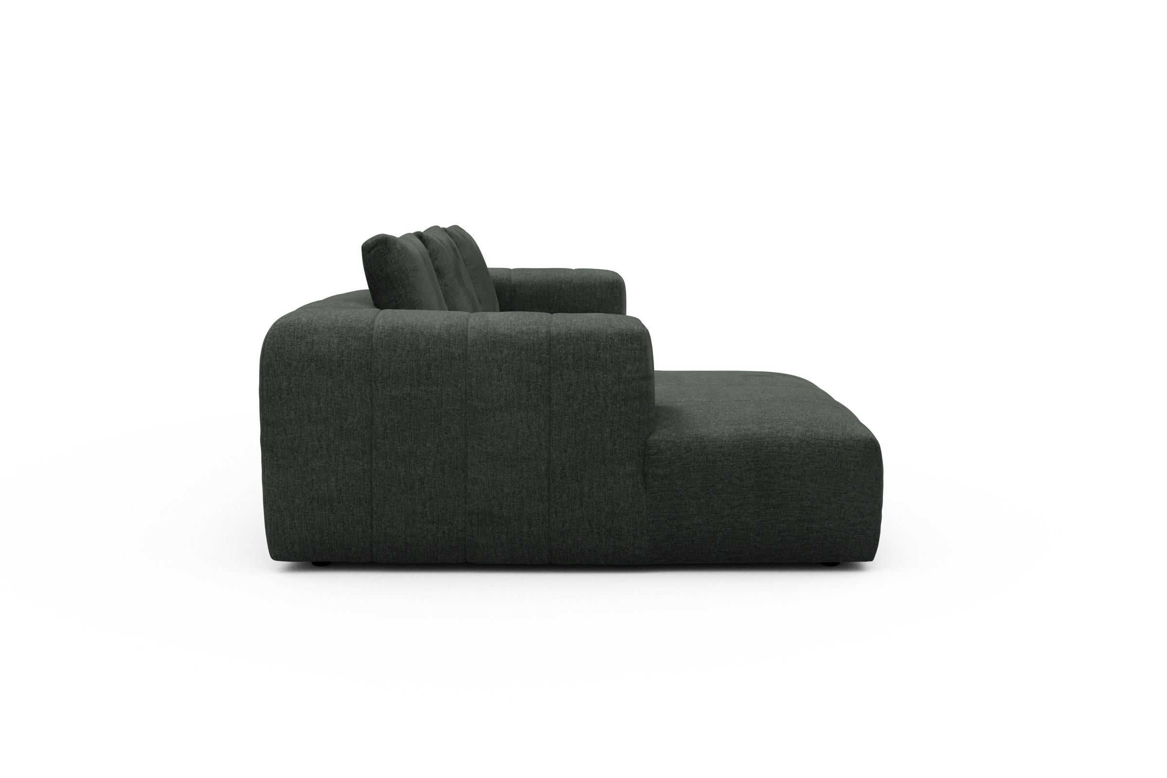 Ecksofa Hugo 2,5-Sitzer Armlehne rechts mit Chaiselongue Aivi-Pine-Green