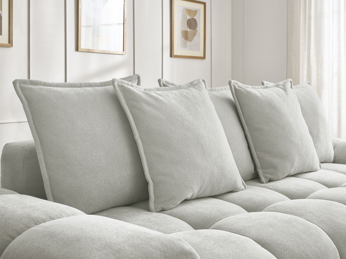 Bobochic Everest Sofa 3-Sitzer, 5 Kissen Strukturstoff Hellgrau