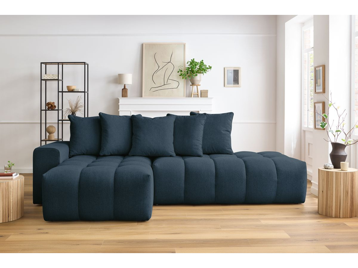 Bobochic Mont-blanc Ecksofa Melange-Stoff Dunkelblau Ecke links