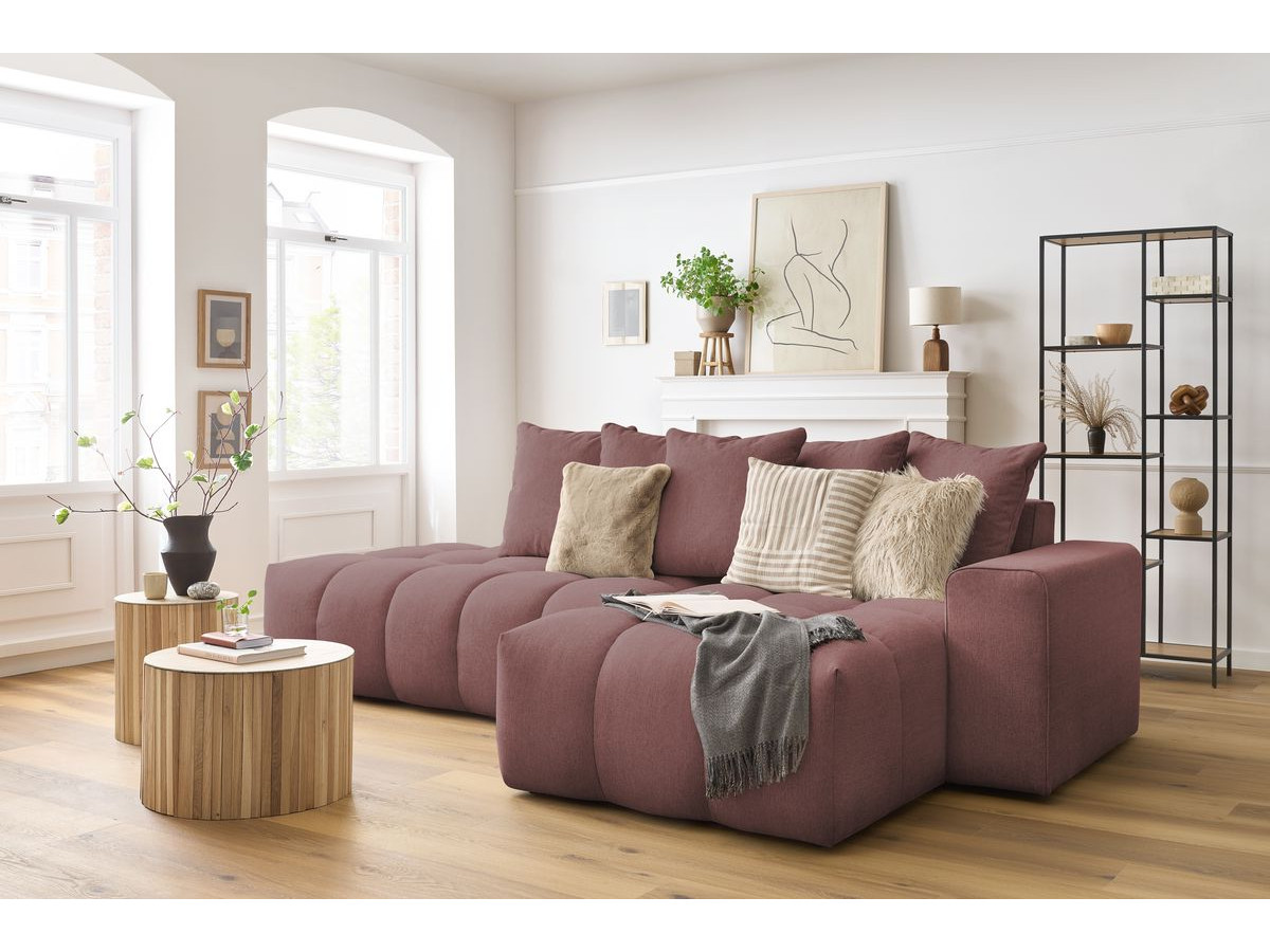 Bobochic Mont-blanc Ecksofa Melange-Stoff Rosa Ecke rechts
