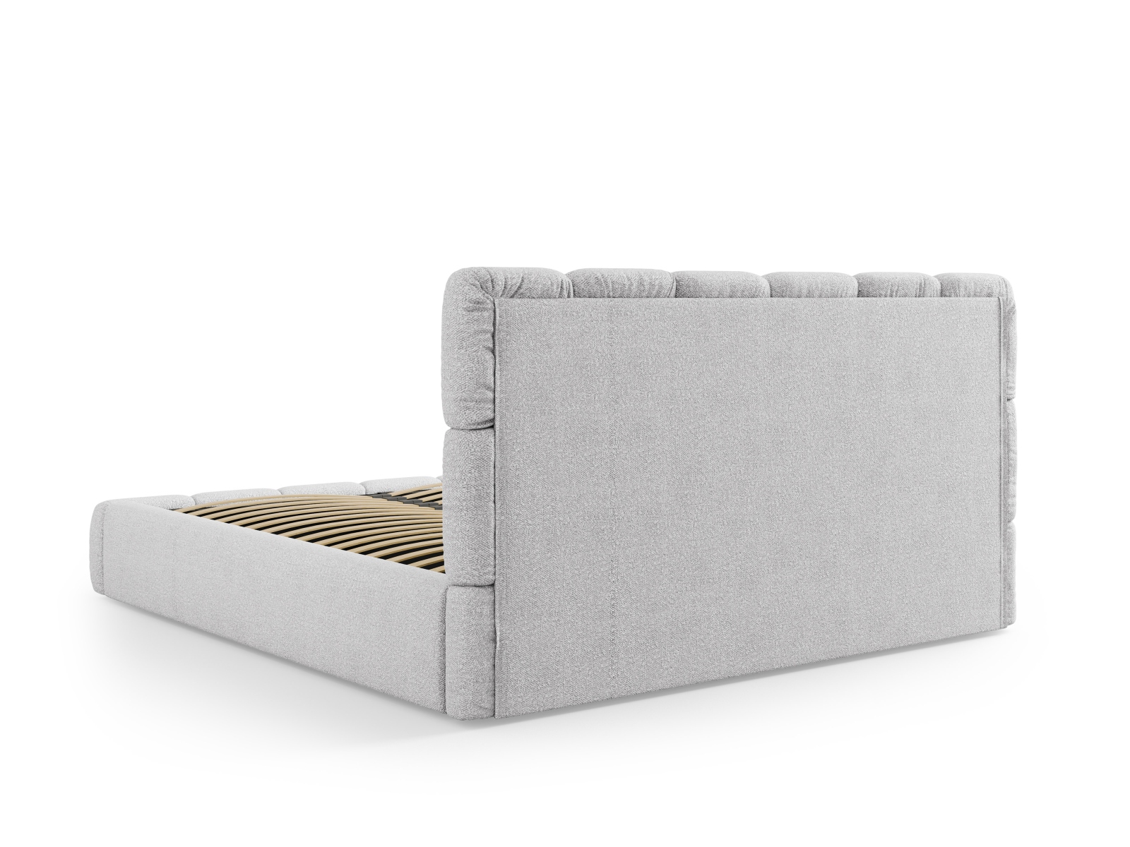 Micadoni Stauraumbett mit Kopfteil Bellis Boucle Baloo Hellgrau 160x200