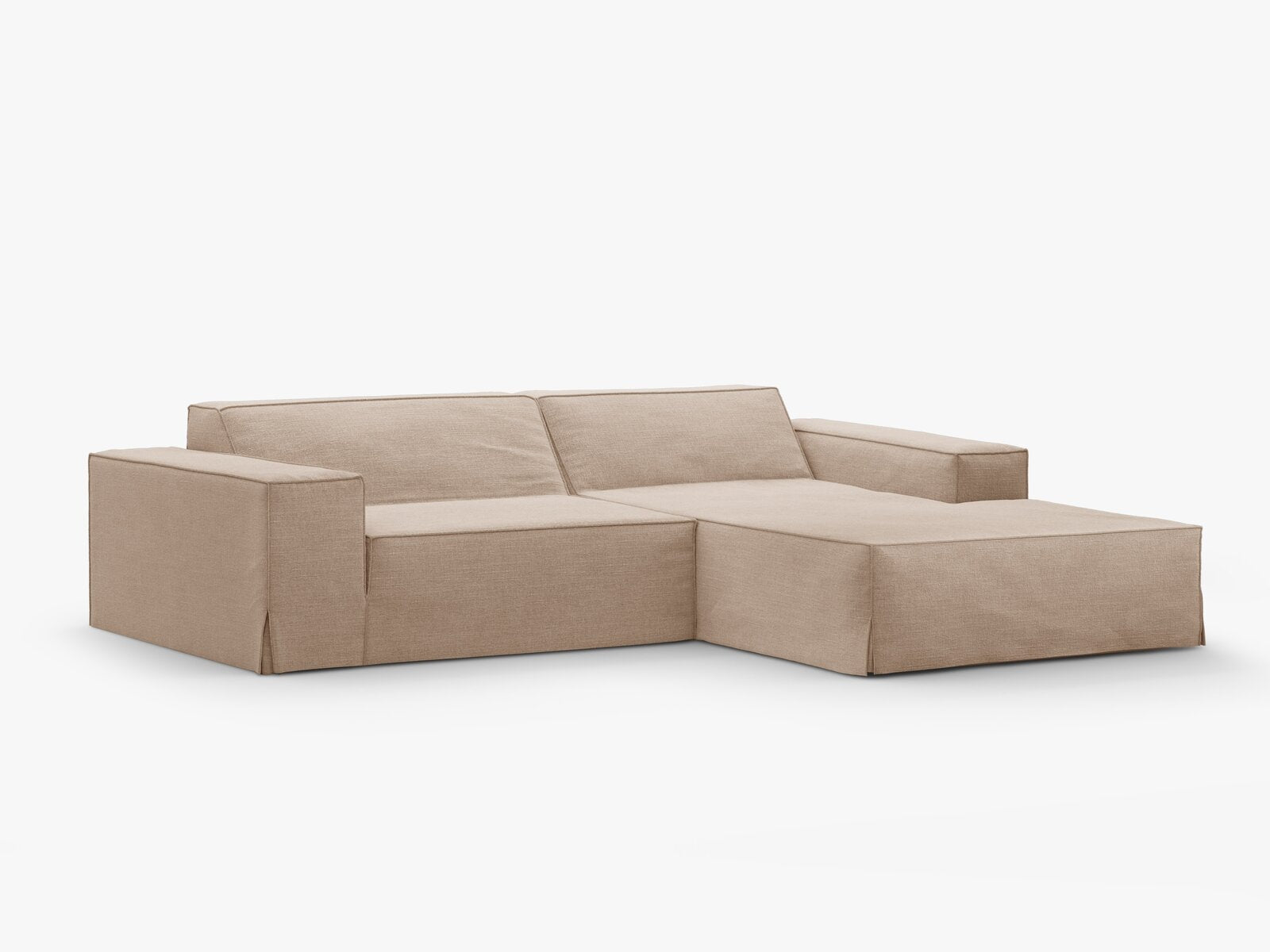 Micadoni Ecksofa Jodie 3-Sitzer Rechts Strukturierter Stoff Lins Sand