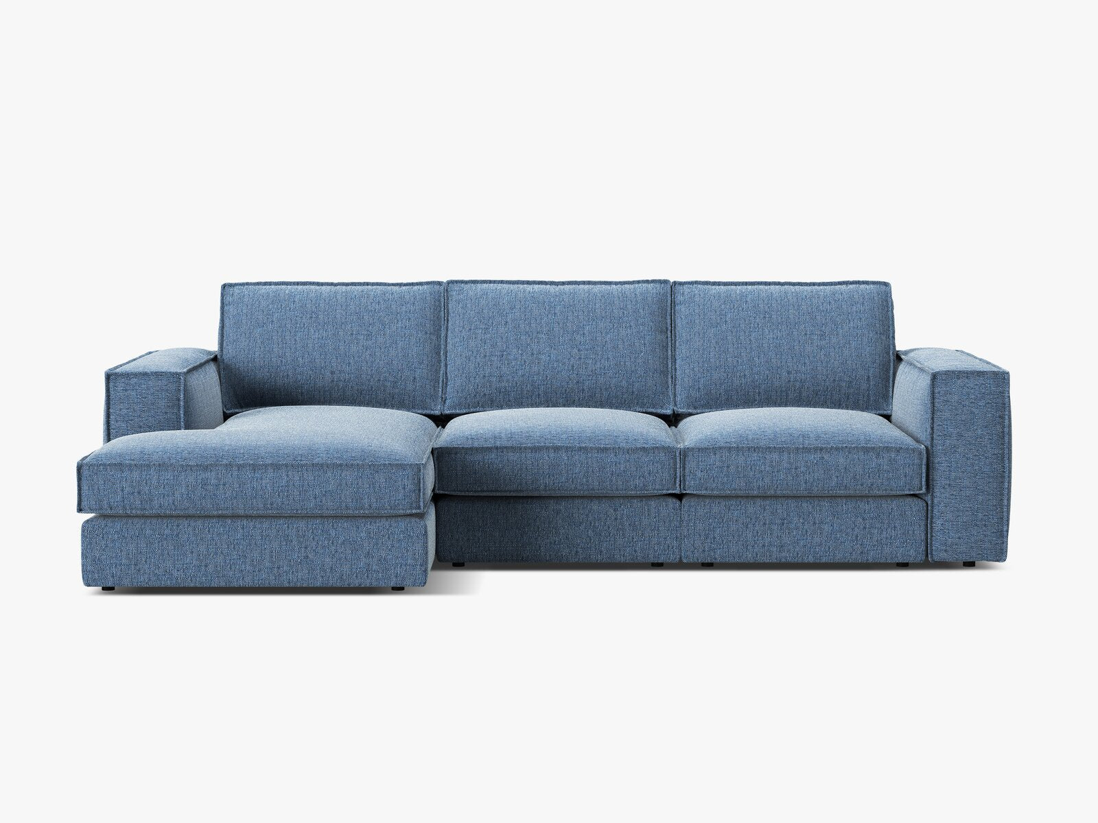 Micadoni modulares Ecksofa Pola 3-Sitzer Links Strukturierter Stoff Babel Dunkelblau