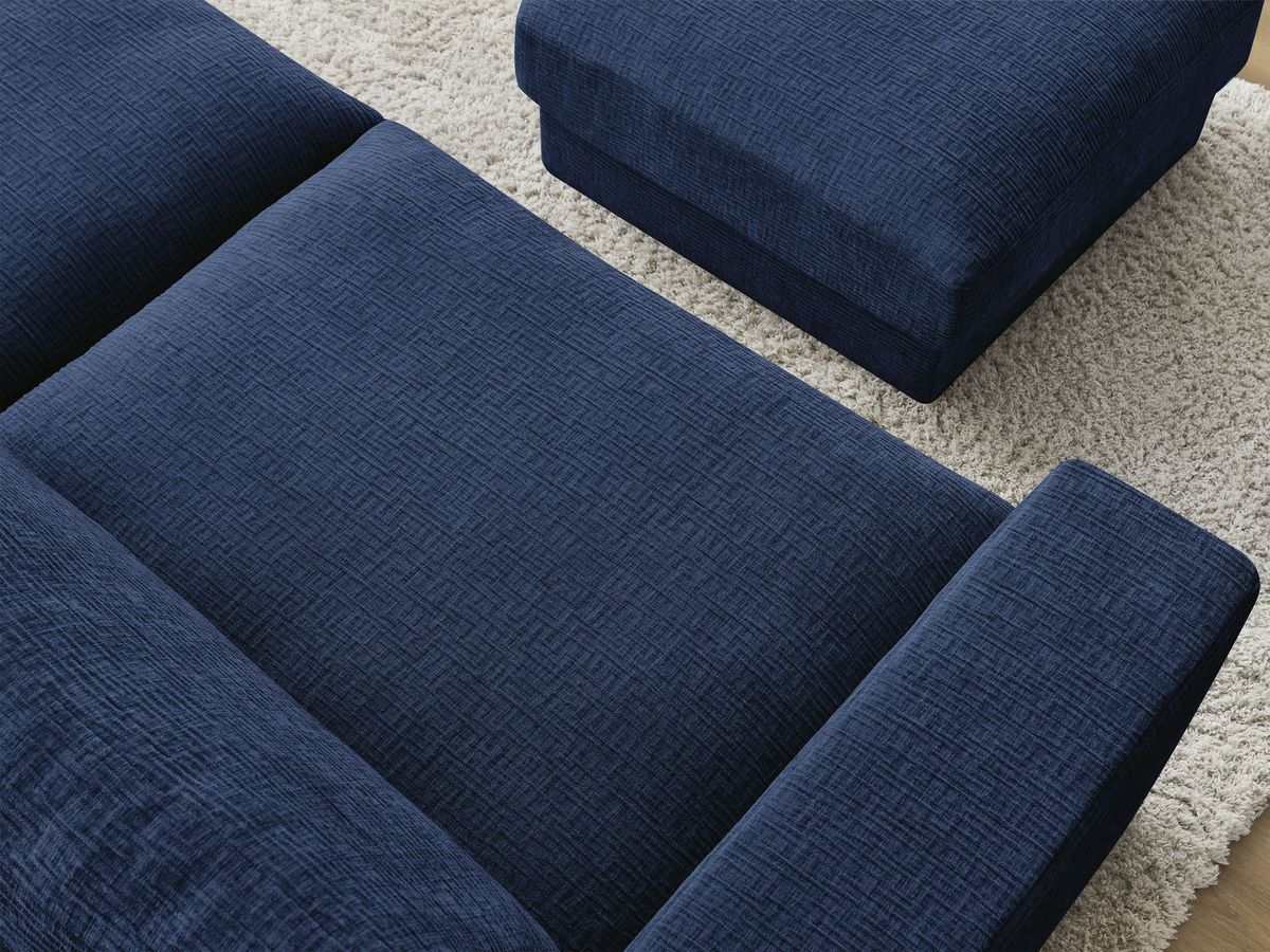 Bobochic Leonard Sofa 4-Sitzer mit Pouf 274 × 109 cm Strukturstoff Dunkelblau