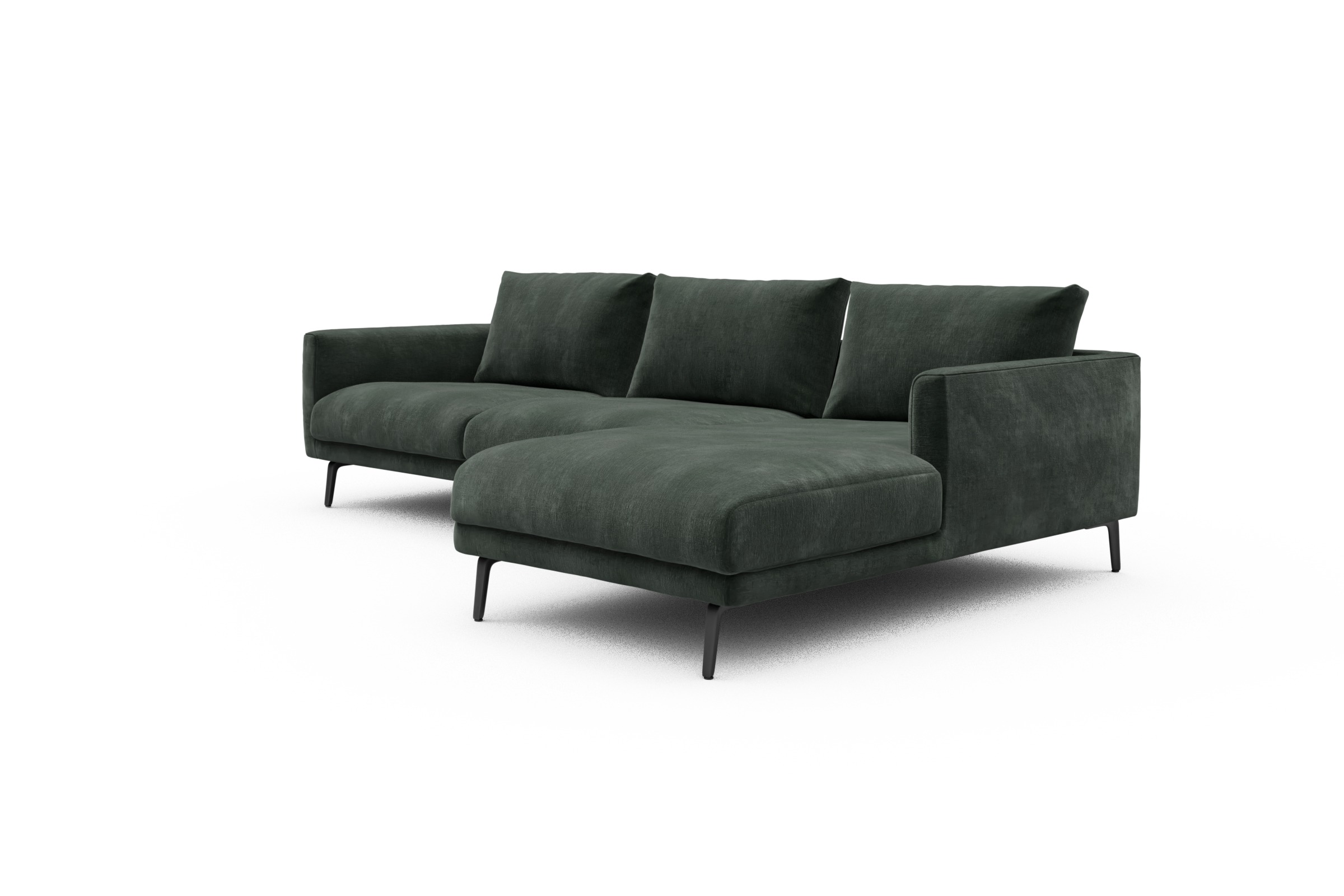 Ecksofa Karl Chaiselongue rechts mit 2,5-Sitzer Smooth-Laurel-Green