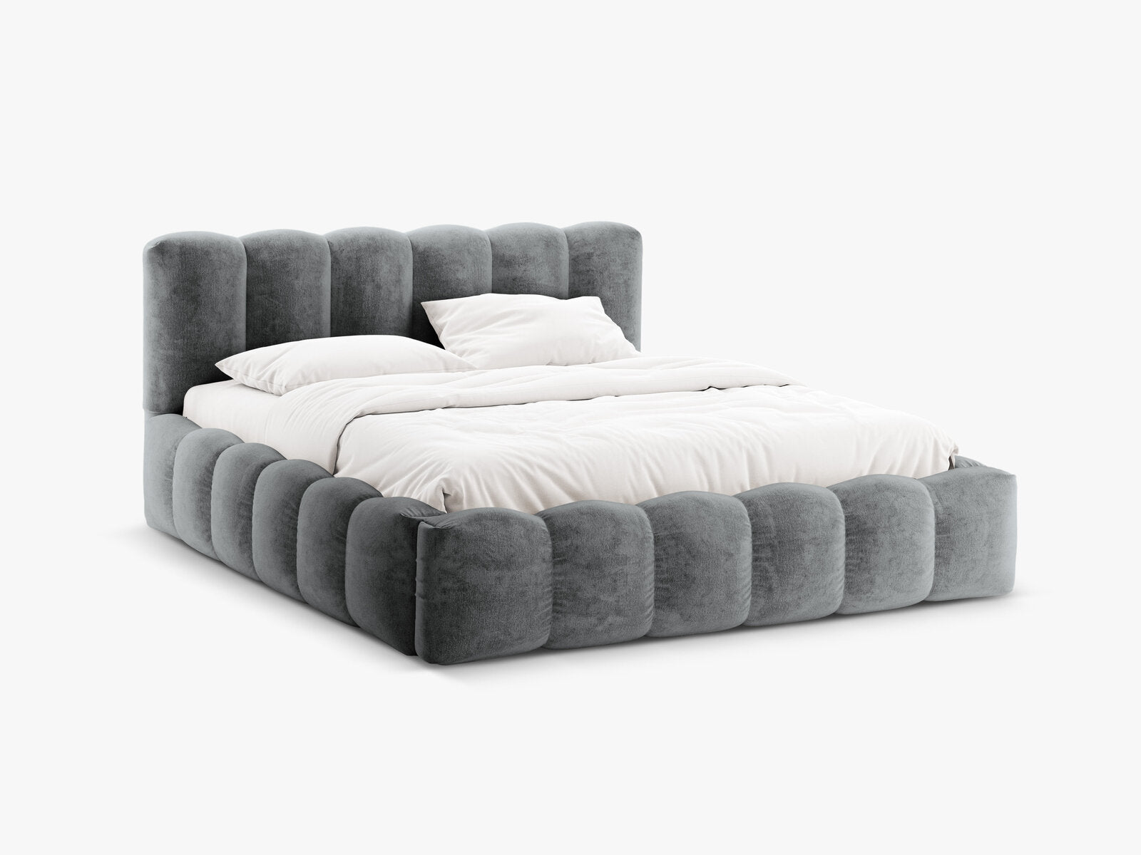 Micadoni Stauraumbett mit Kopfteil Lupine Chenille Loris Platinum
