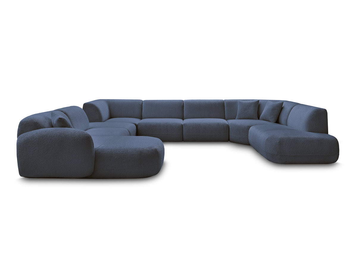 Bobochic Anda Wohnlandschaft mit Pouf 396 × 357 cm Chenille Dunkelblau Ecke links