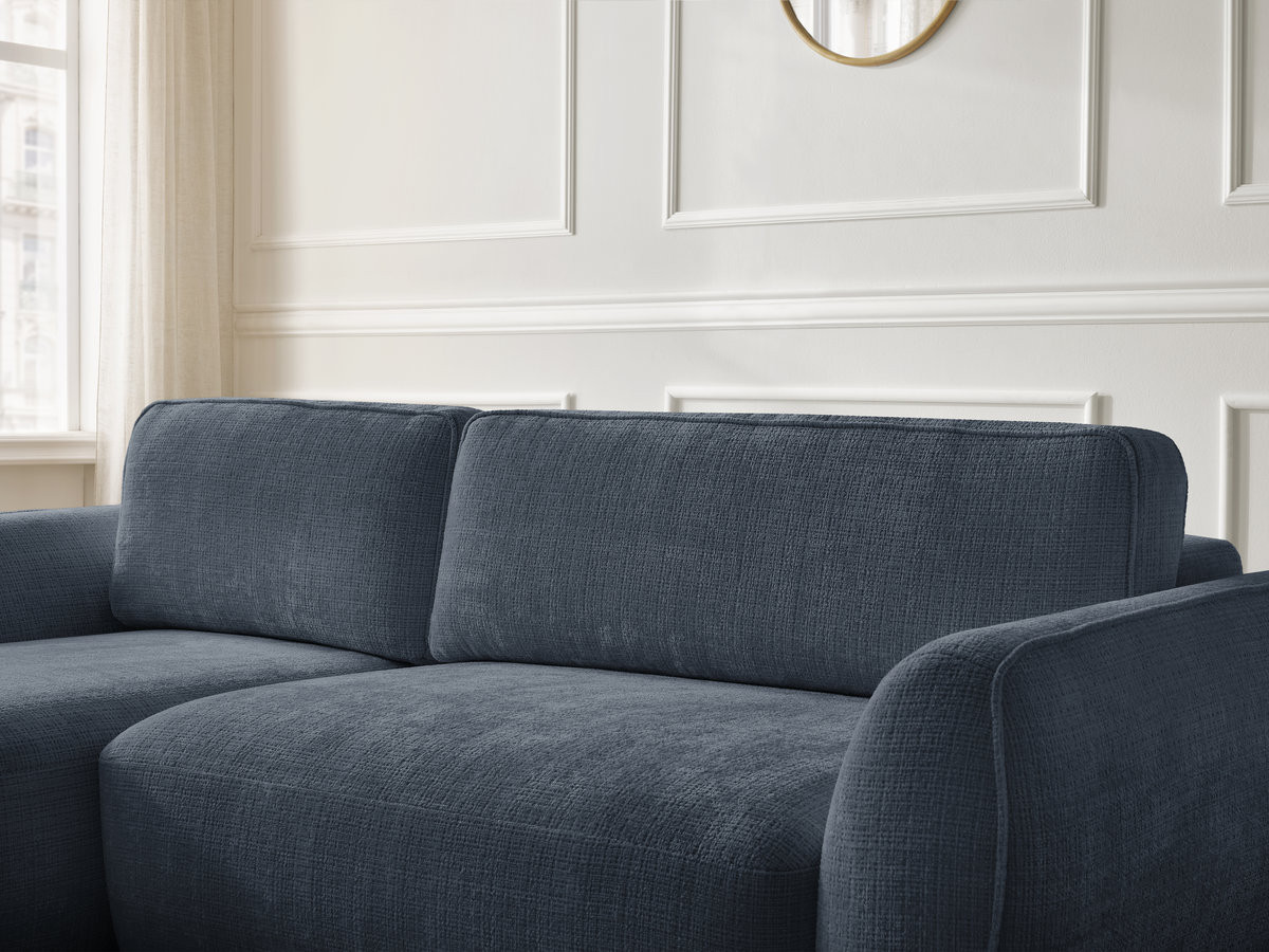 Bobochic Denise Ecksofa mit Schlaffunktion und Bettkasten 258 × 160 cm Strukturstoff Dunkelblau Ecke links