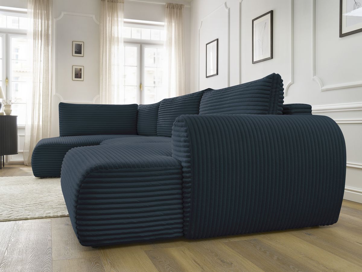 Bobochic Lucien Wohnlandschaft Breitcord weich Dunkelblau Ecke rechts