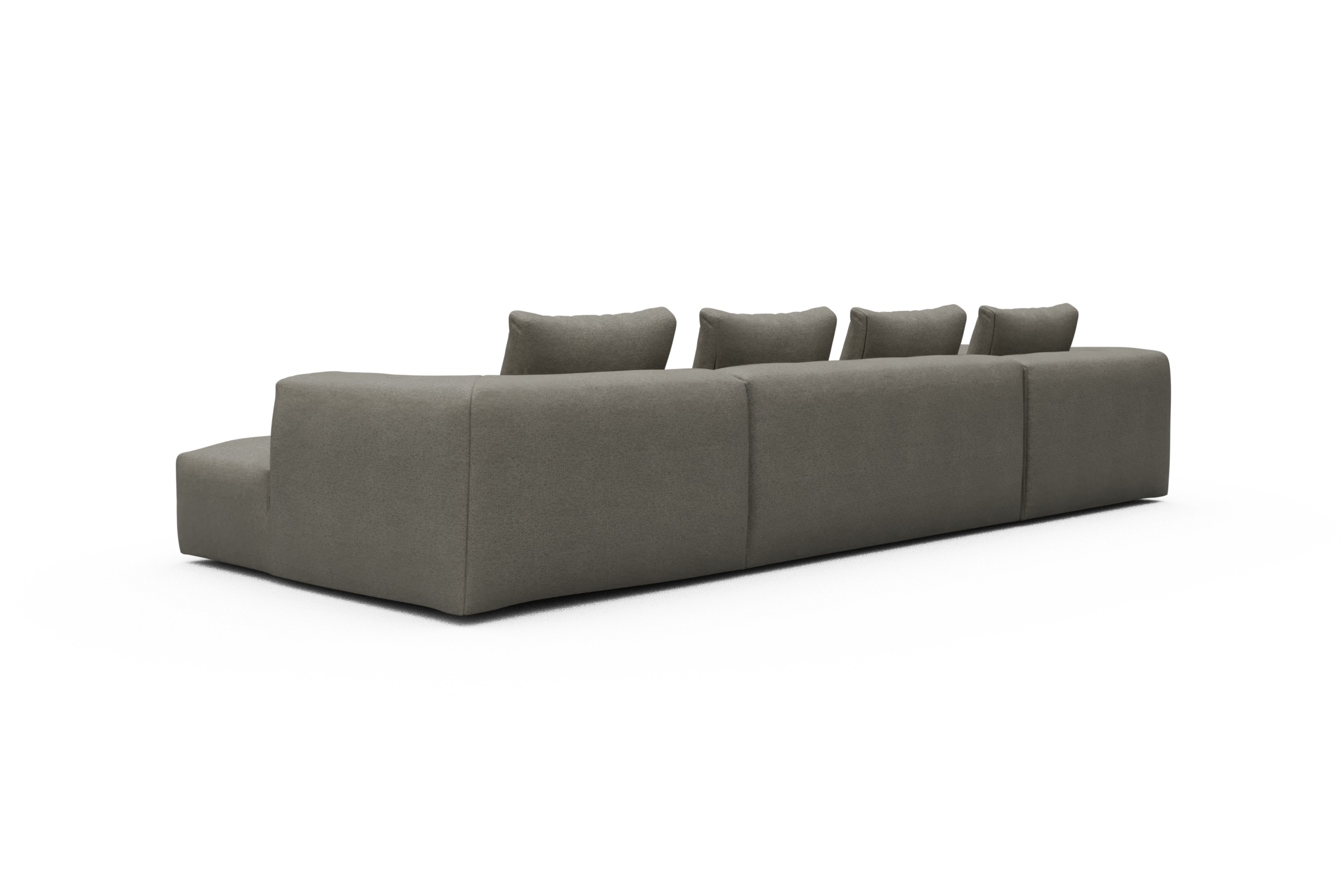 Wohnlandschaft Fred Relax-Ecke links mit 2-Sitzer und Chaiselongue rechts Strukturierter Stoff Denari 486-Warm-Grey