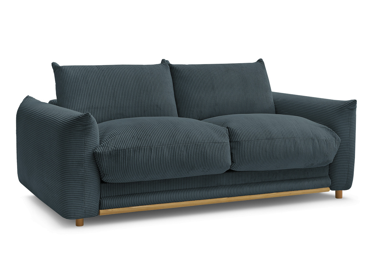 Bobochic Ernest Schlafsofa 3-Sitzer, Liegefläche 140 / 160 × 190 cm Cordsamt Dunkelblau, Liegefläche 140 × 190 cm