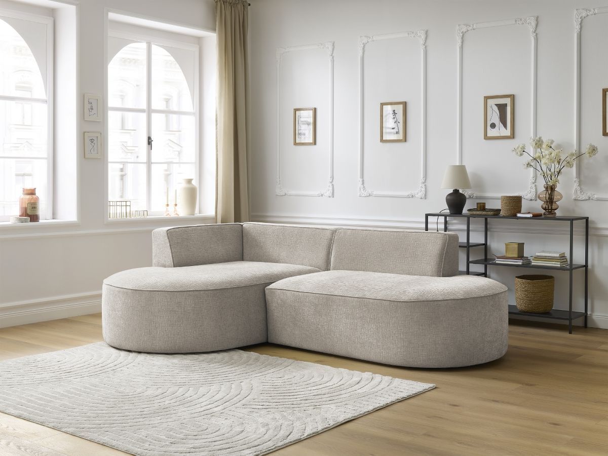 Bobochic Rousseau Ecksofa Strukturstoff Beige Ecke links