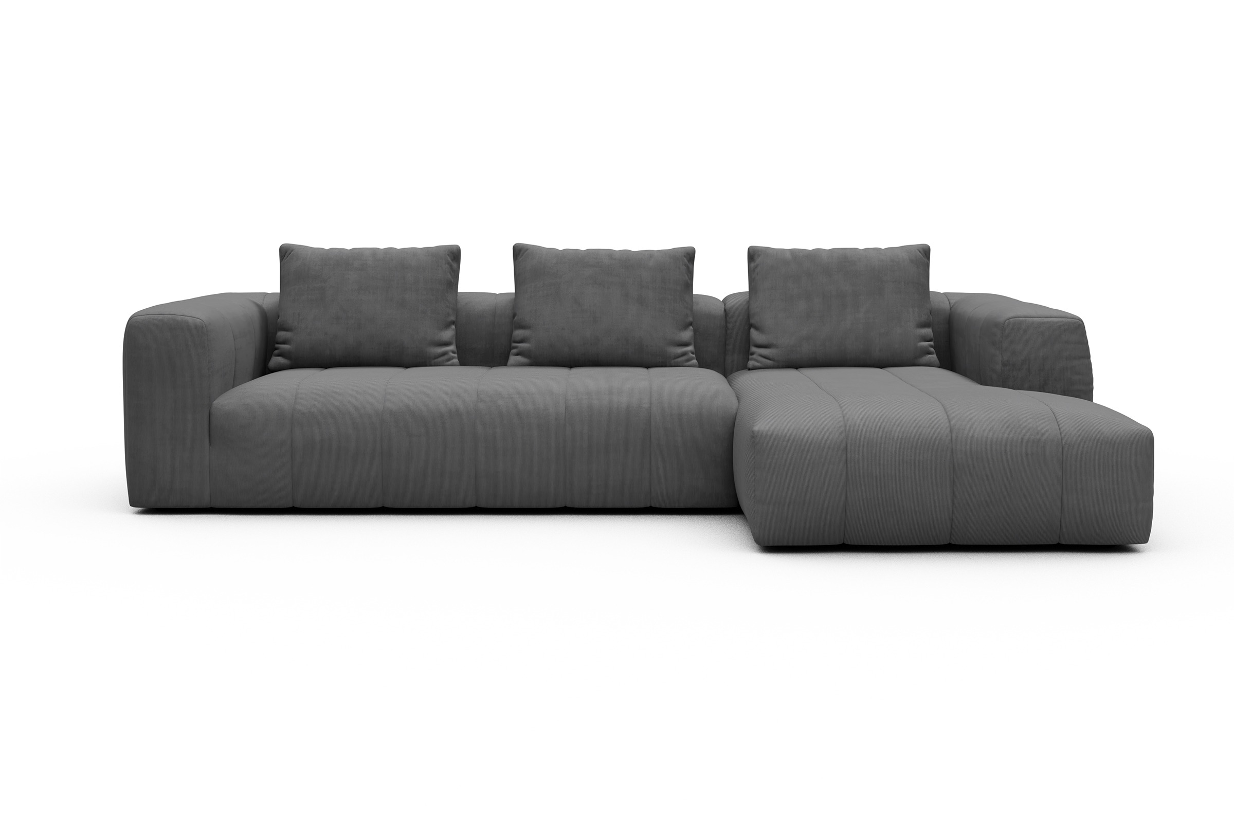 Ecksofa Hugo 2,5-Sitzer Armlehne links mit Chaiselongue Cordufine-Grey
