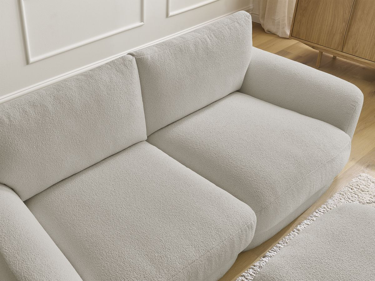 Bobochic Leonore Sofa 3-Sitzer mit Pouf Bouclé-Stoff Taupe