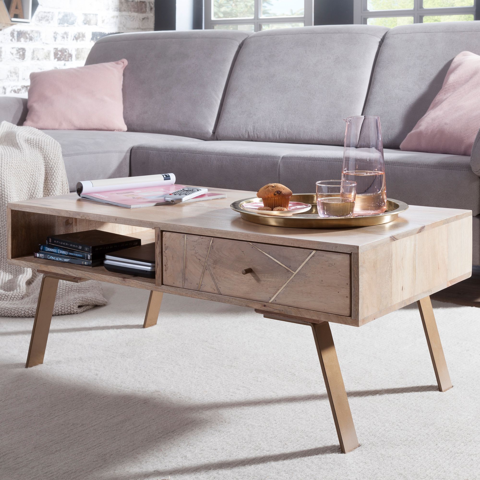 Couchtisch Dale Mango Massivholz 95 × 50 × 42 cm