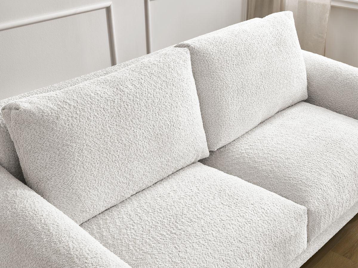Bobochic Cocoone Schlafsofa 3-Sitzer Bouclé-Stoff Weiß, Liegefläche 140 × 200 cm