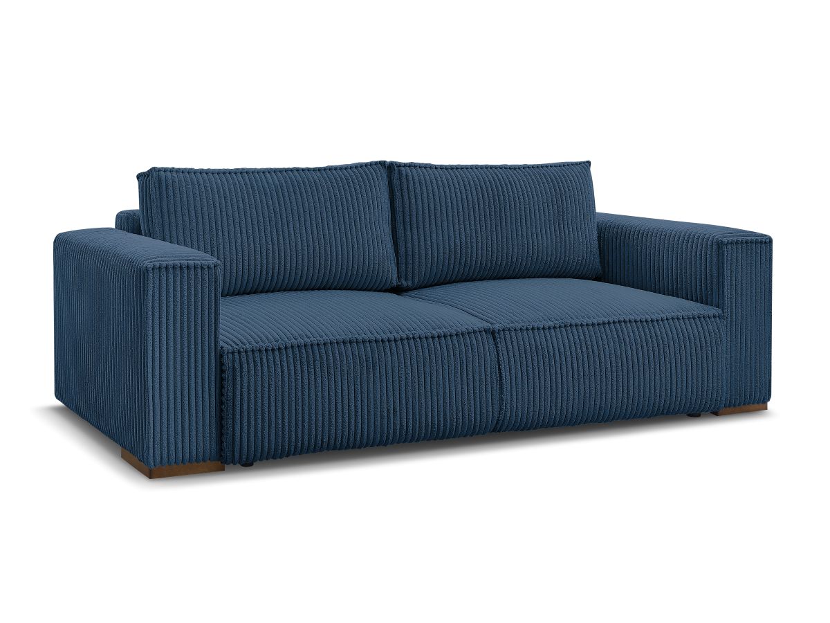 Bobochic Chelsea Schlafsofa 3-Sitzer mit Bettkasten Breitcord weich Dunkelblau