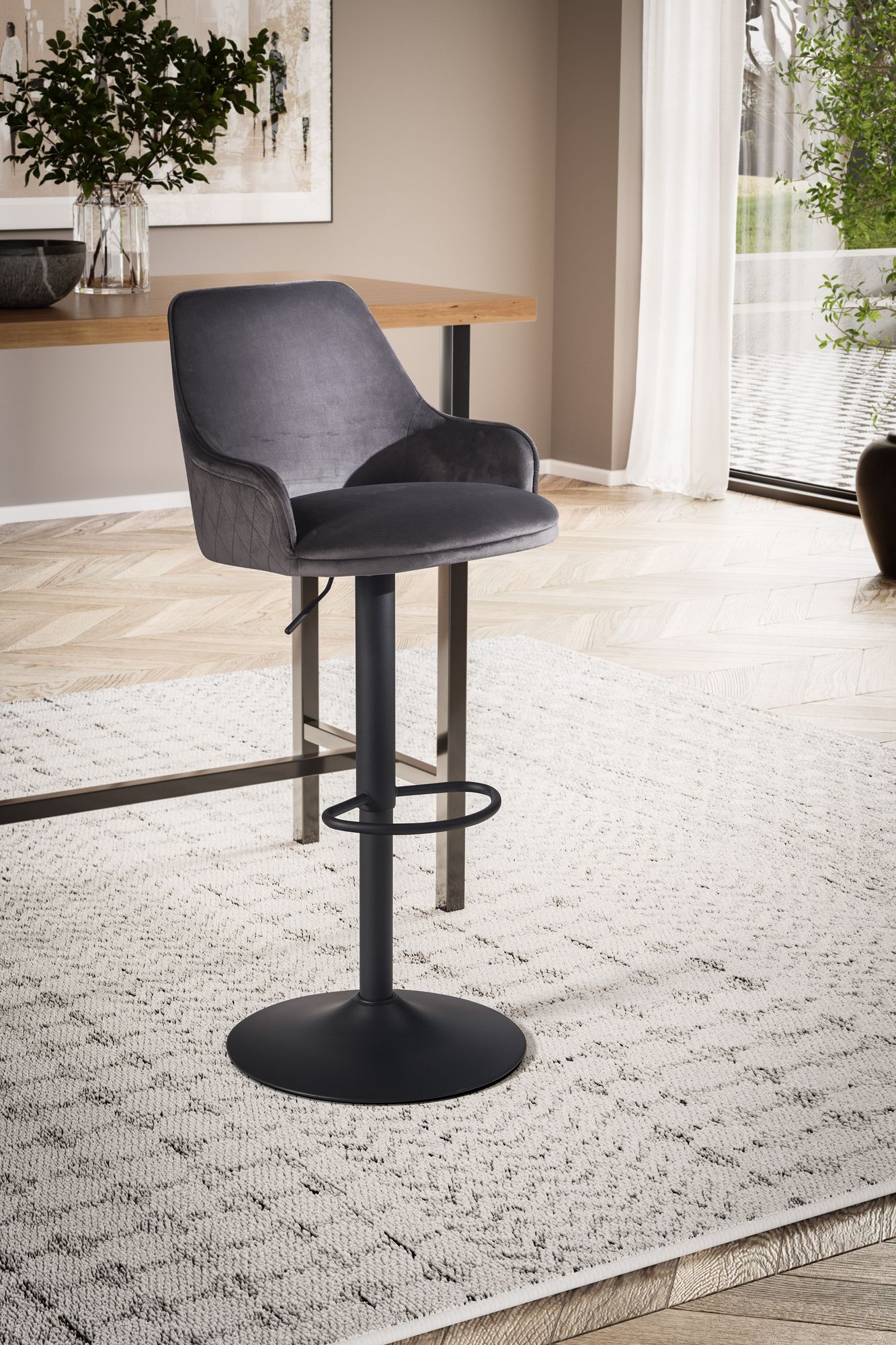 Barhocker Rypefjord Samt Grau 45 × 45 × 106 cm